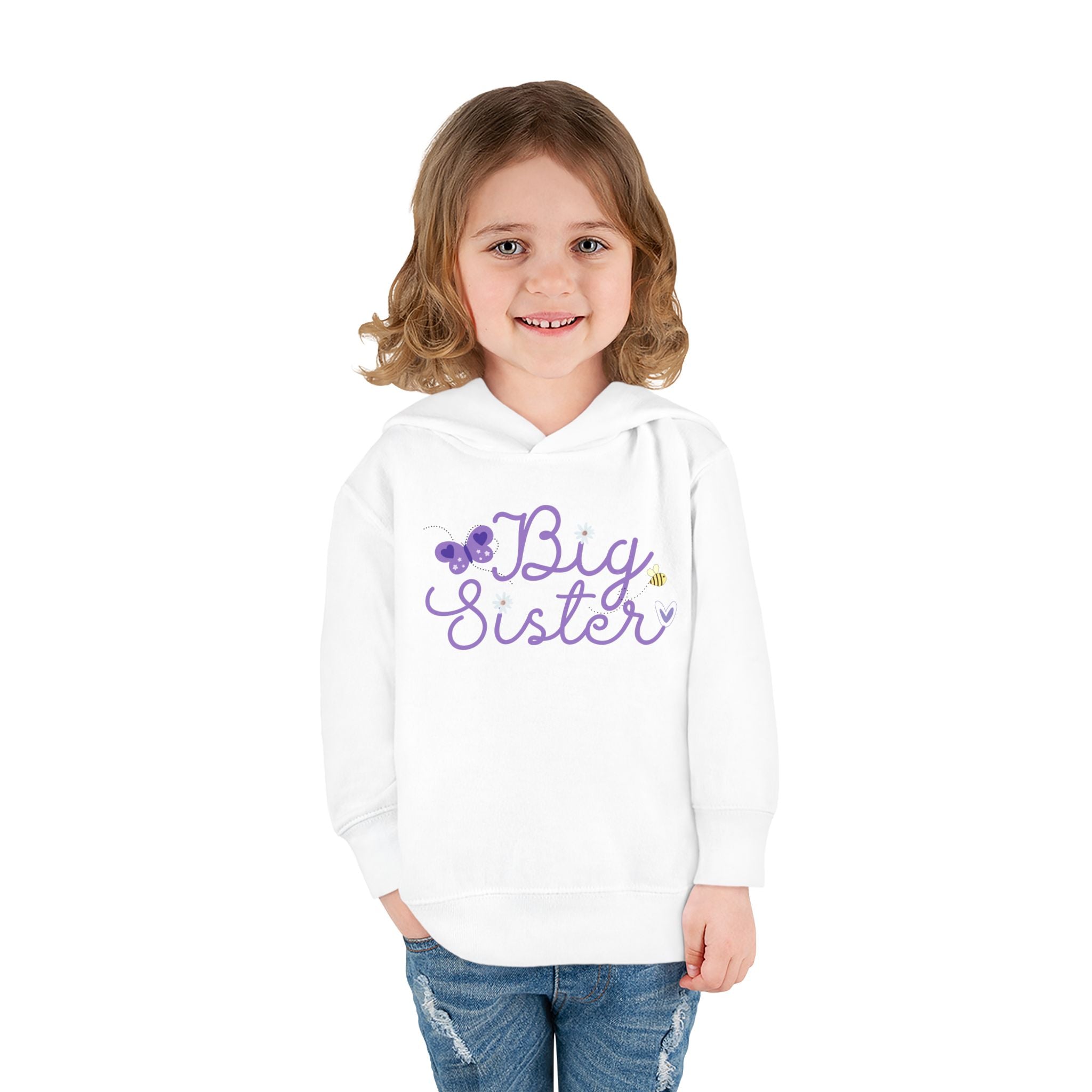 Butterfly Big Sister - Toddler Pullover Fleece Hoodie - 2T, 4T, 6T