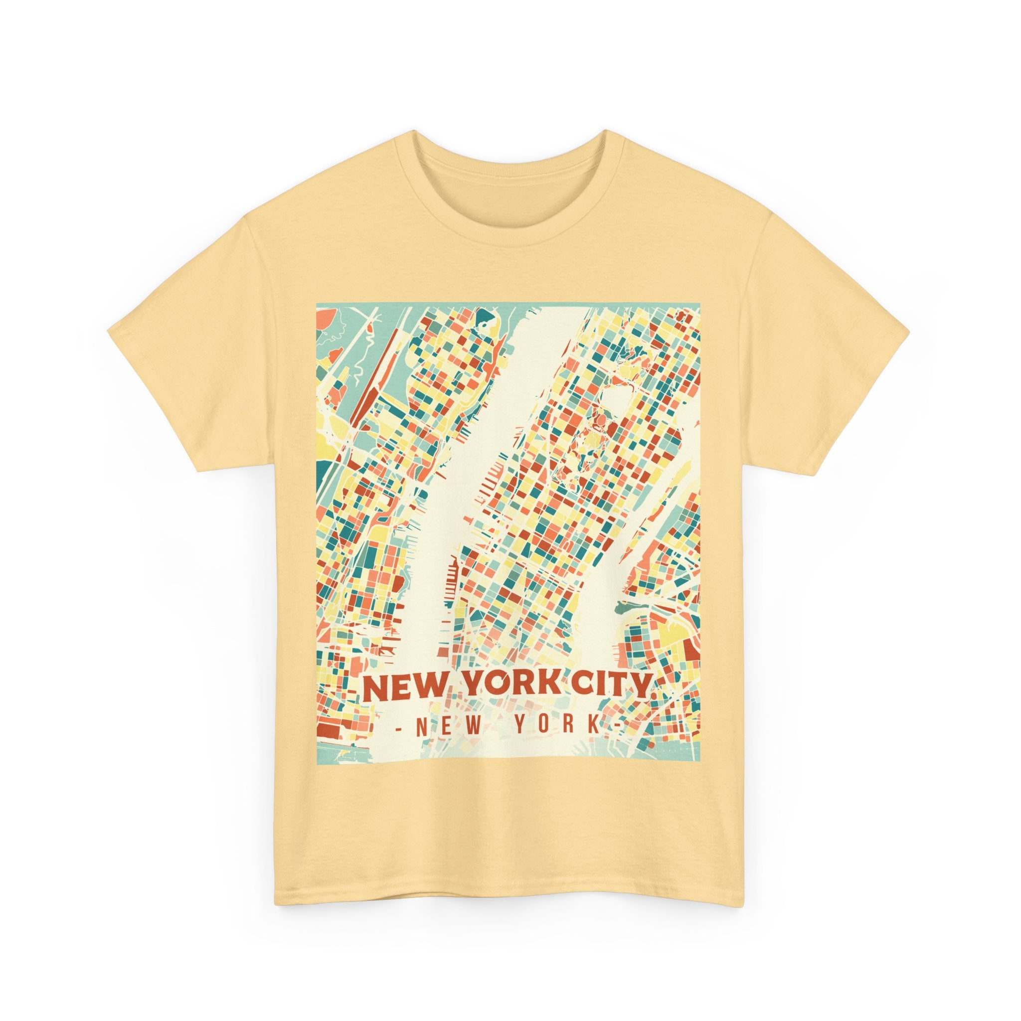 New York City Map Unisex Heavy Cotton Tee - Vintage Style Graphic T-Shirt