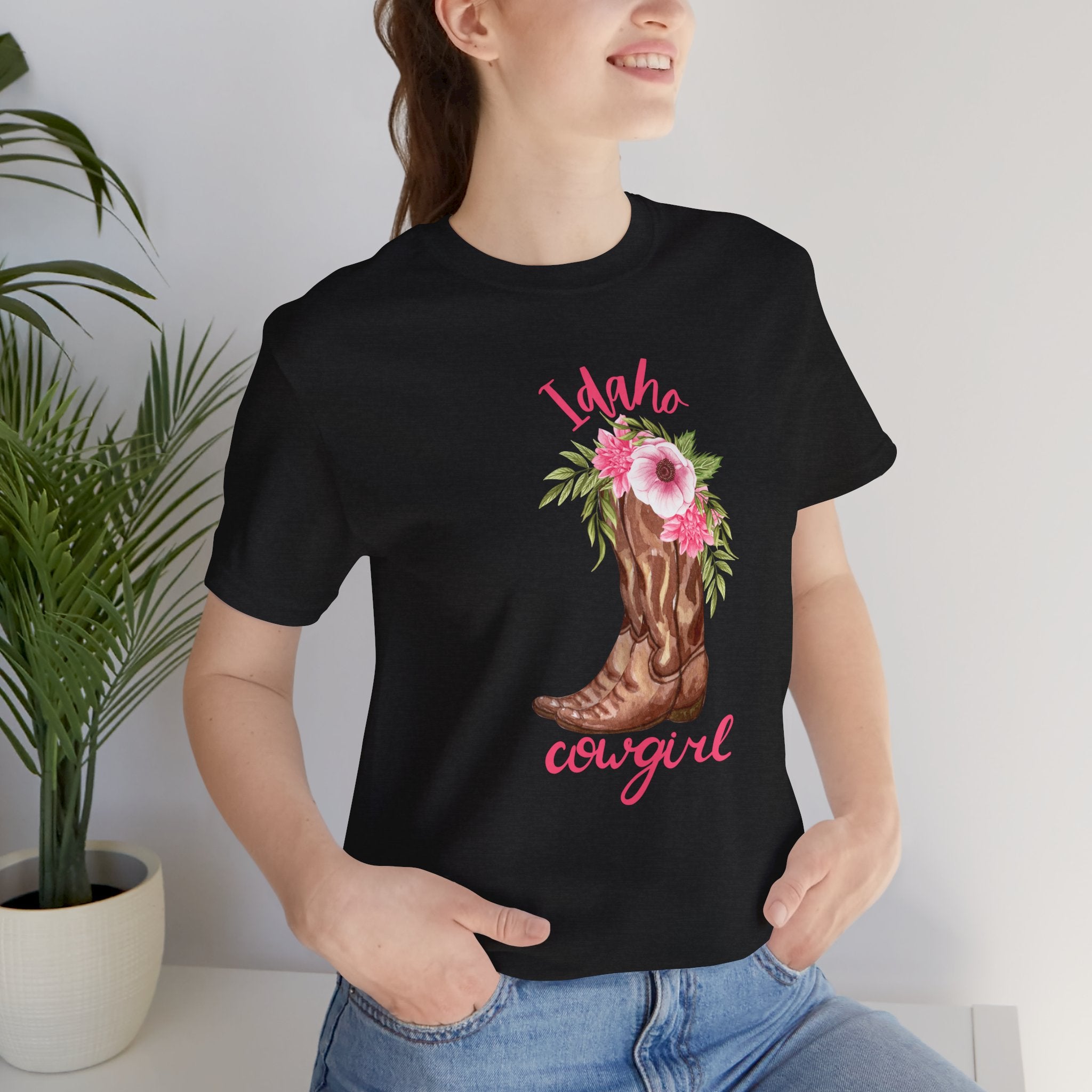 Idaho Cowgirl Graphic Tee | Stylish Unisex Short Sleeve Shirt for Western Lovers