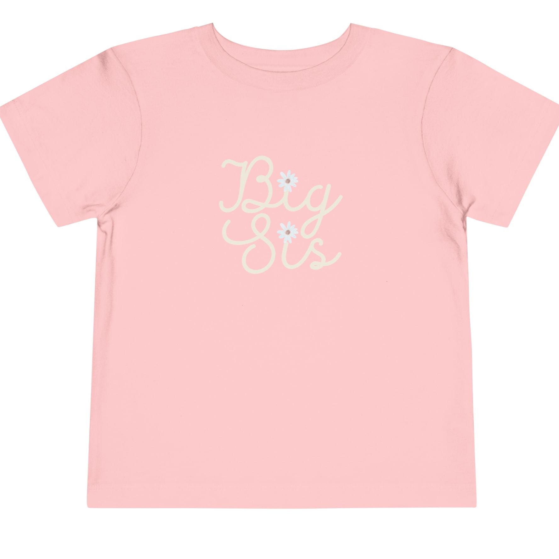 Big Sis Toddler Short Sleeve Tee - Cute Floral Design for Sibling Celebrations