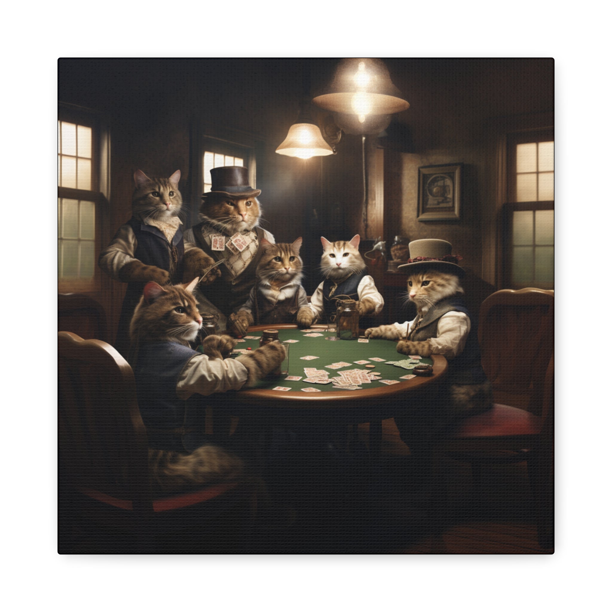 Cat Poker Night Matte Canvas - Whimsical Art for Animal Lovers