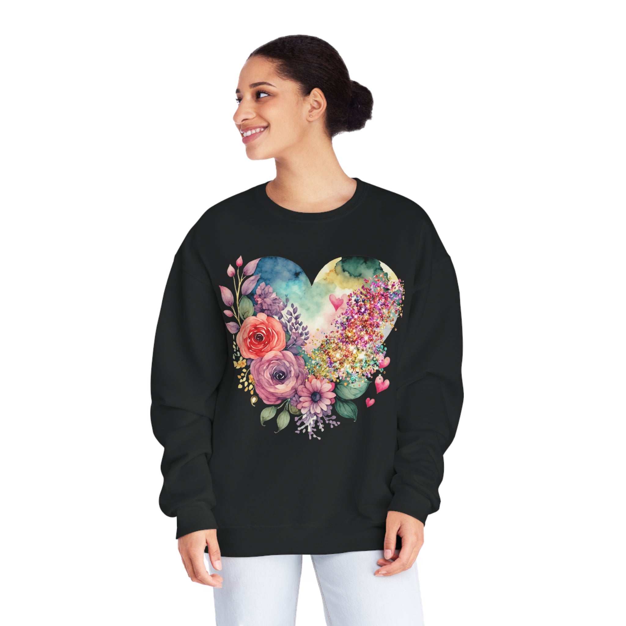 Floral Heart Unisex NuBlend® Crewneck Sweatshirt - Spruced Roost