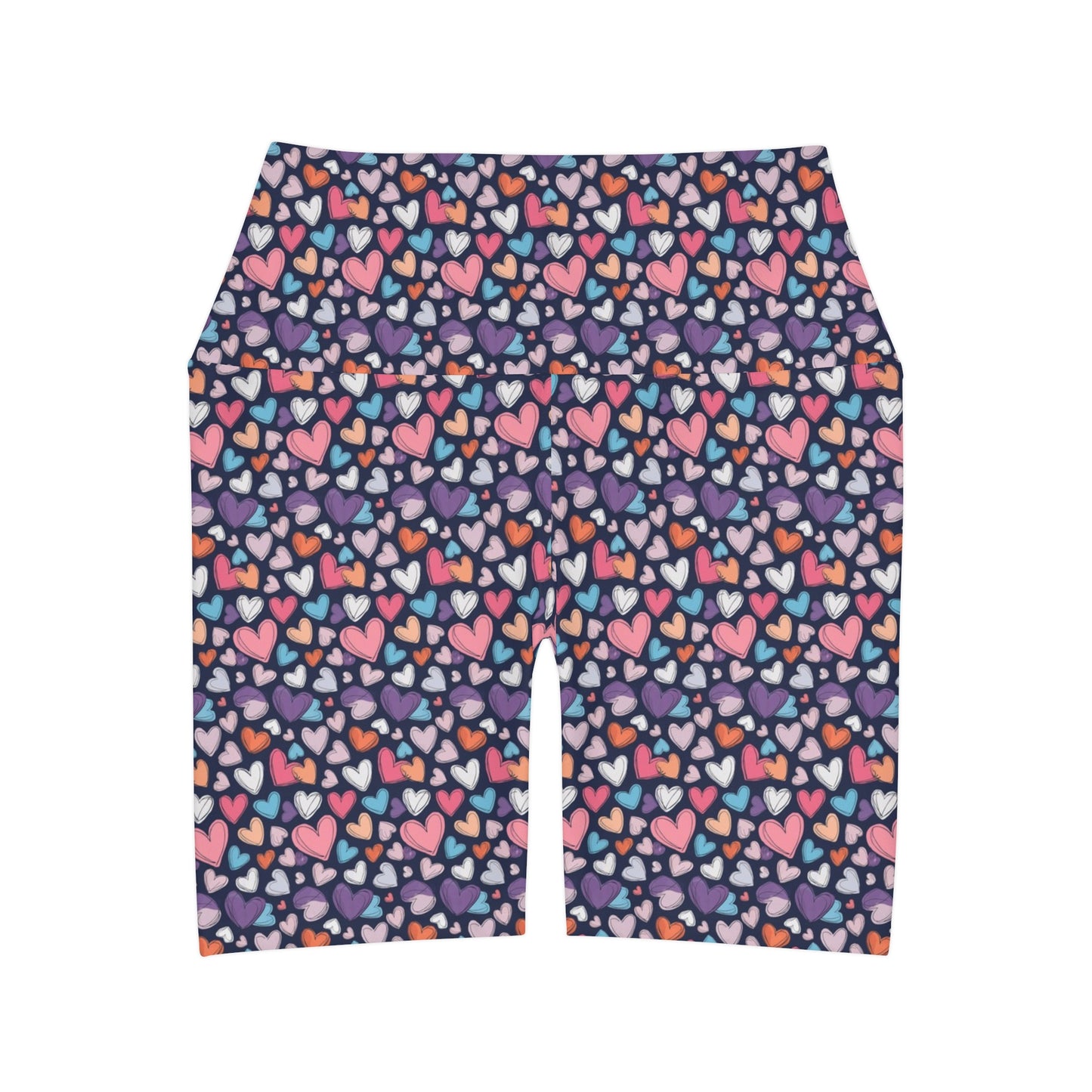 Up-Hearted High Waisted Yoga Shorts (AOP)