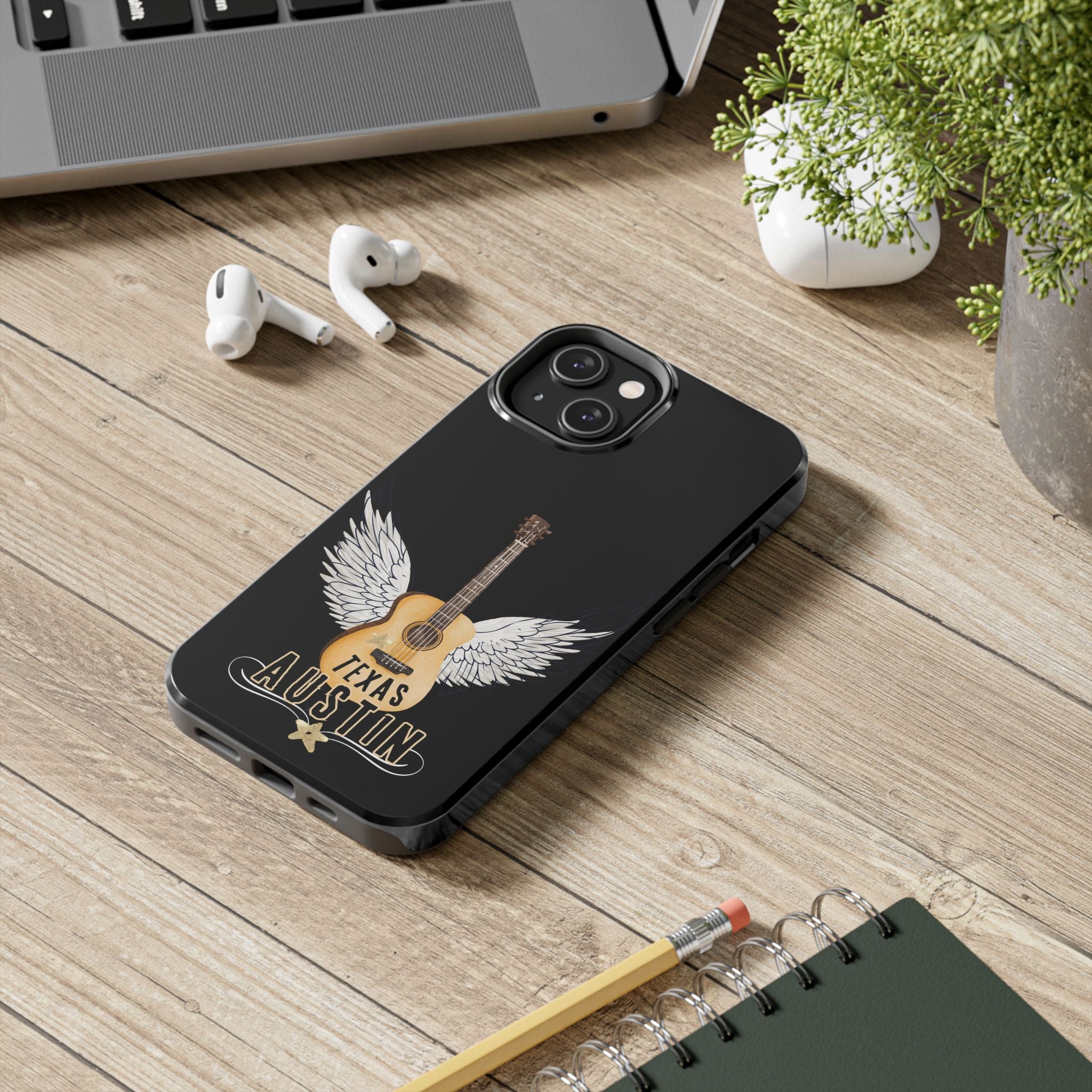 Austin, Texas Wings Guitar Tough Phone Case – iPhone 14, 15, 16