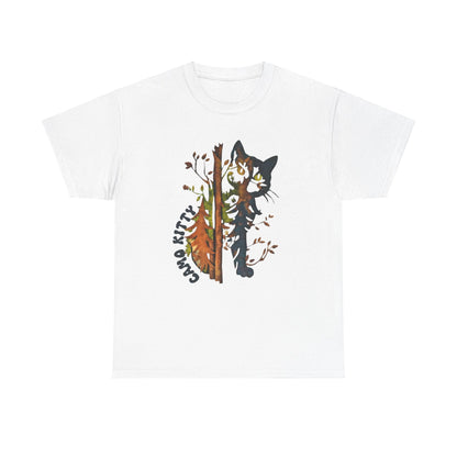 Camo Shy Kitty -Unisex Heavy Cotton Tee