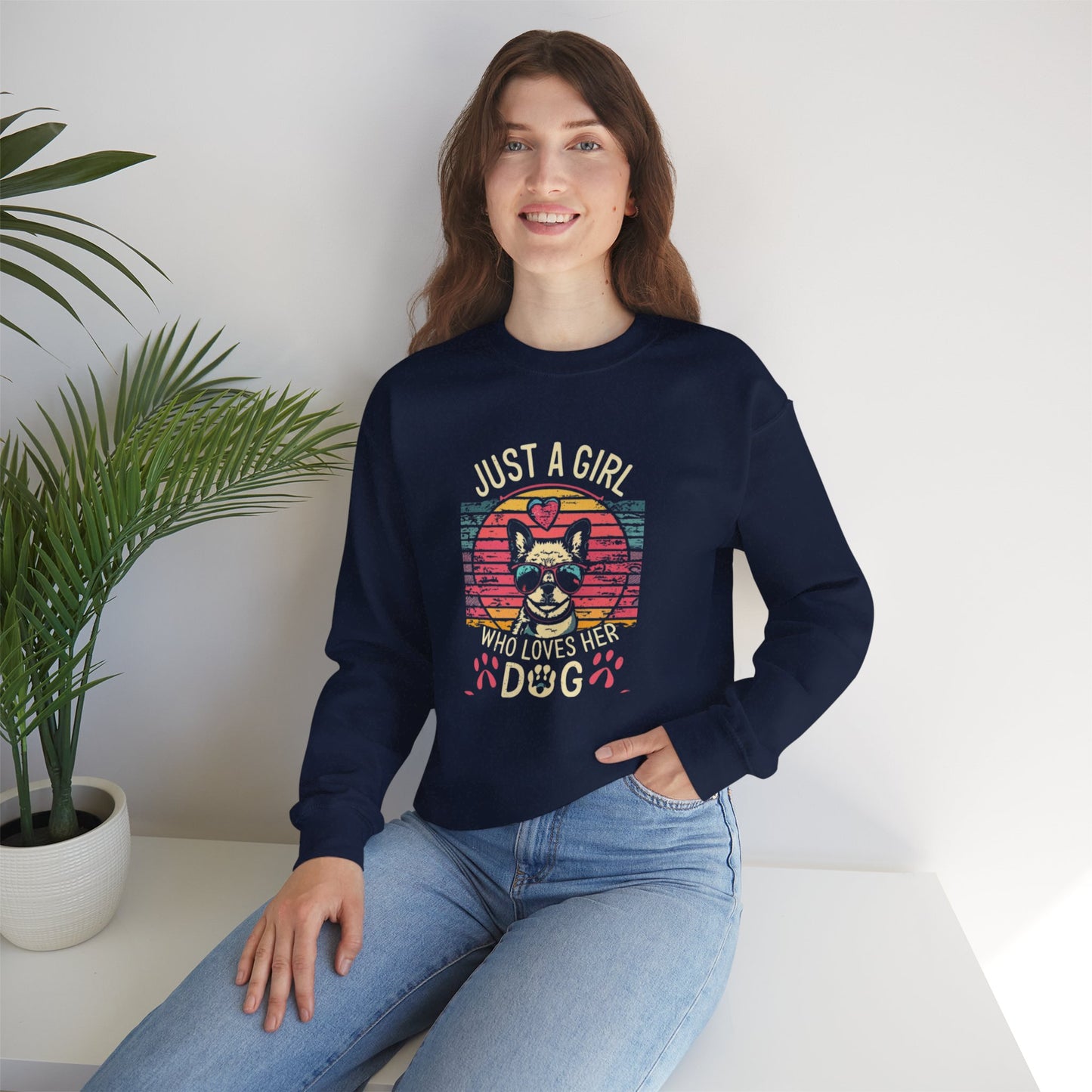 Just a girl who loves her Dog - Unisex Heavy Blend™ Crewneck Sweatshirt