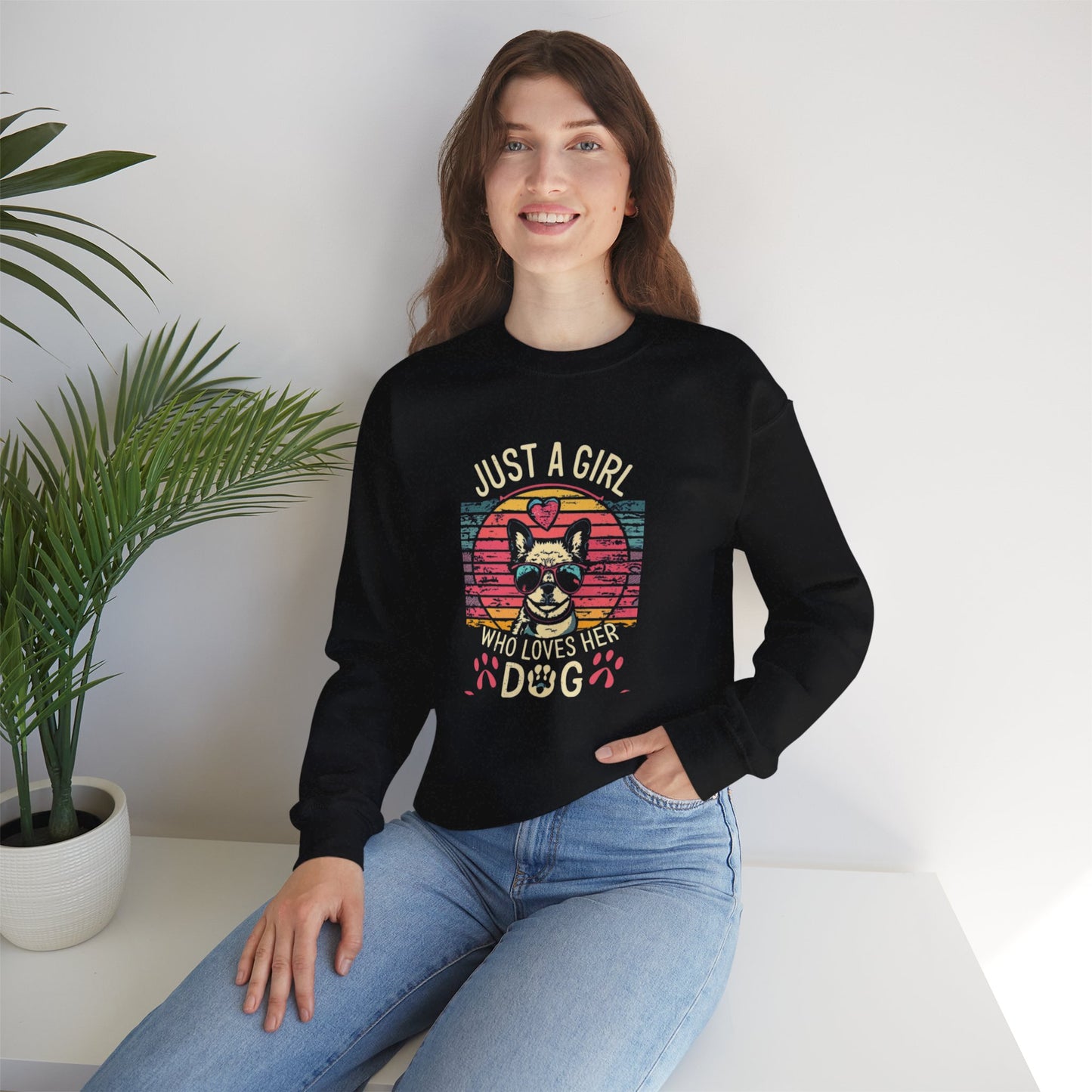 Just a girl who loves her Dog - Unisex Heavy Blend™ Crewneck Sweatshirt