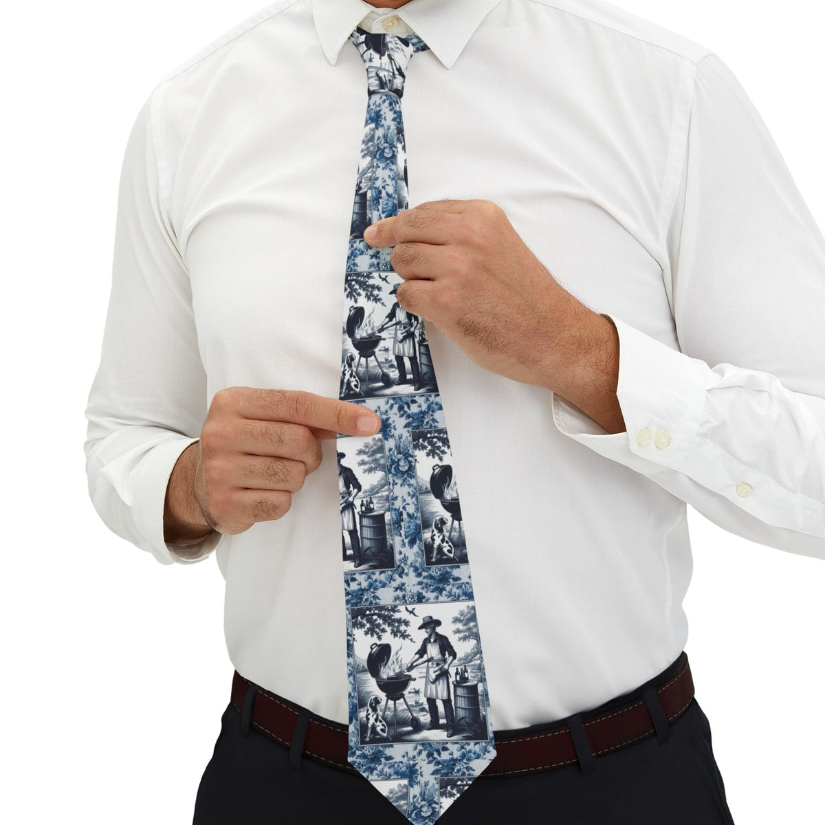 Backyard BBQ Blue Printed Necktie