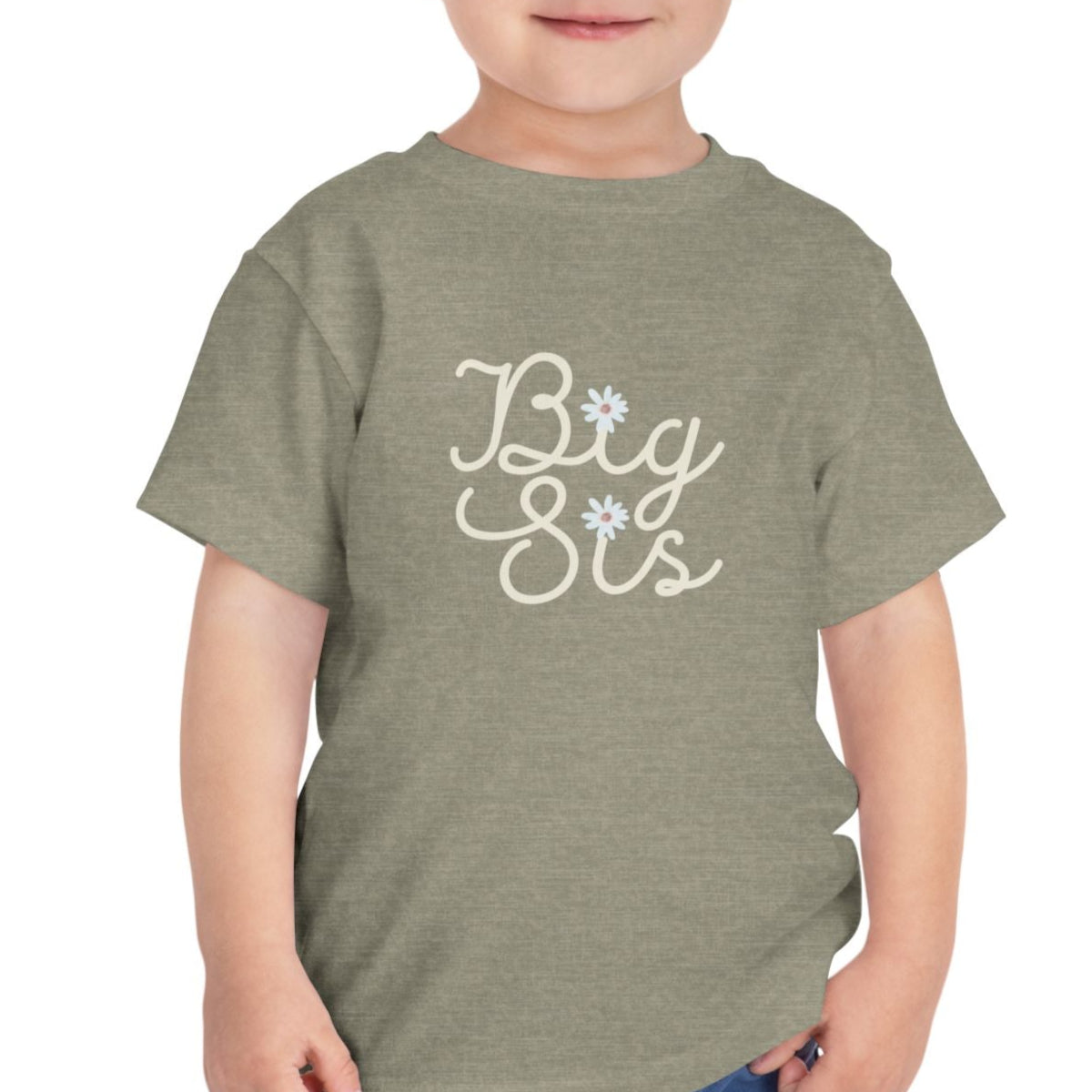 Big Sis Toddler Short Sleeve Tee - Cute Floral Design for Sibling Celebrations