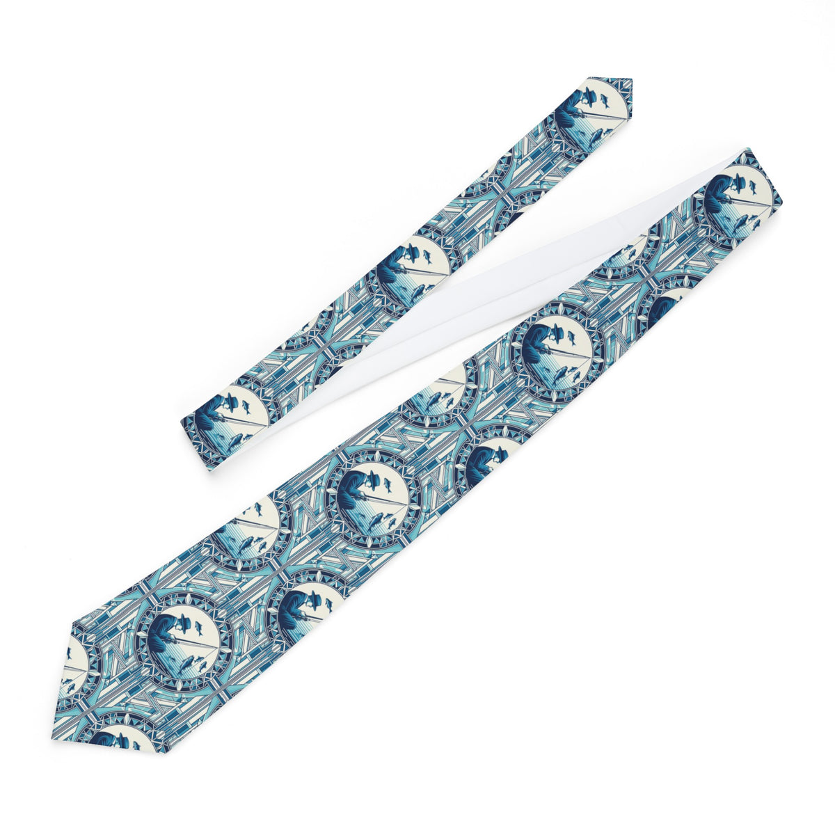Art Deco Fisherman Printed Necktie