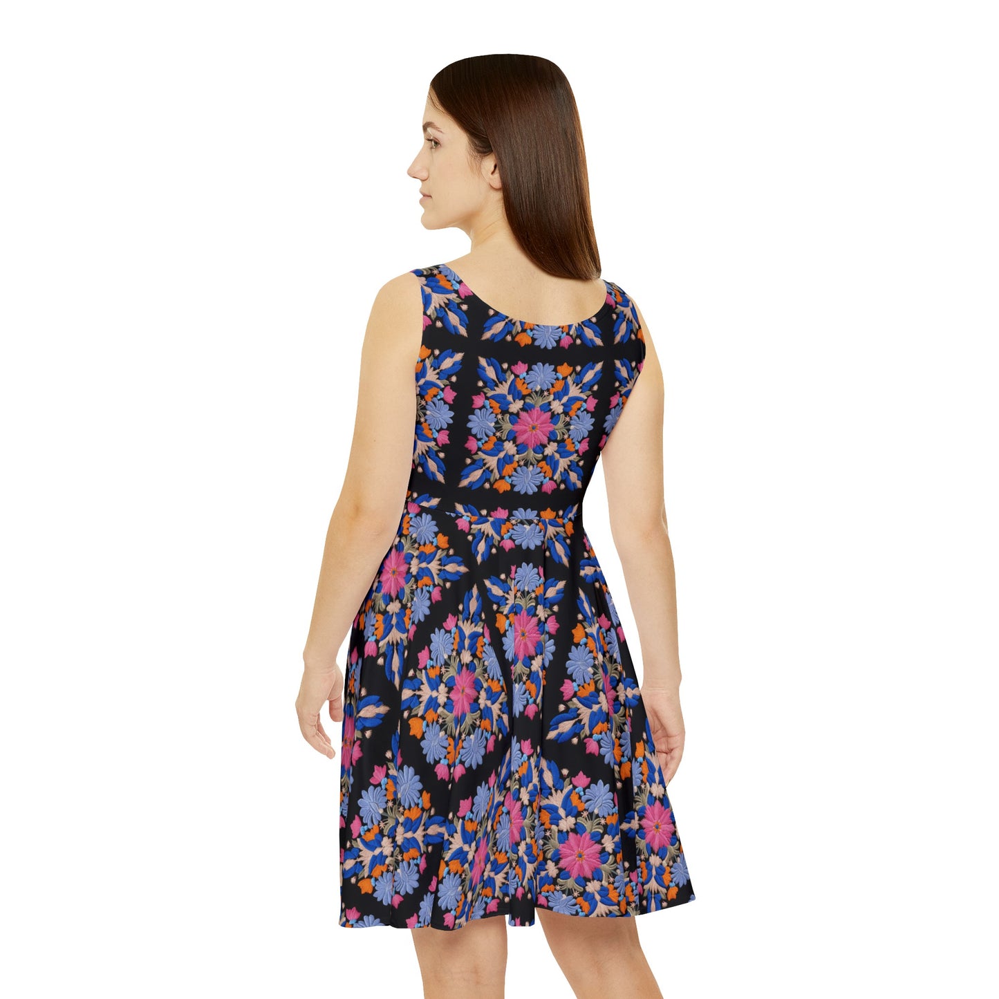 Medallion Floral Women's Skater Tank Dress (AOP)