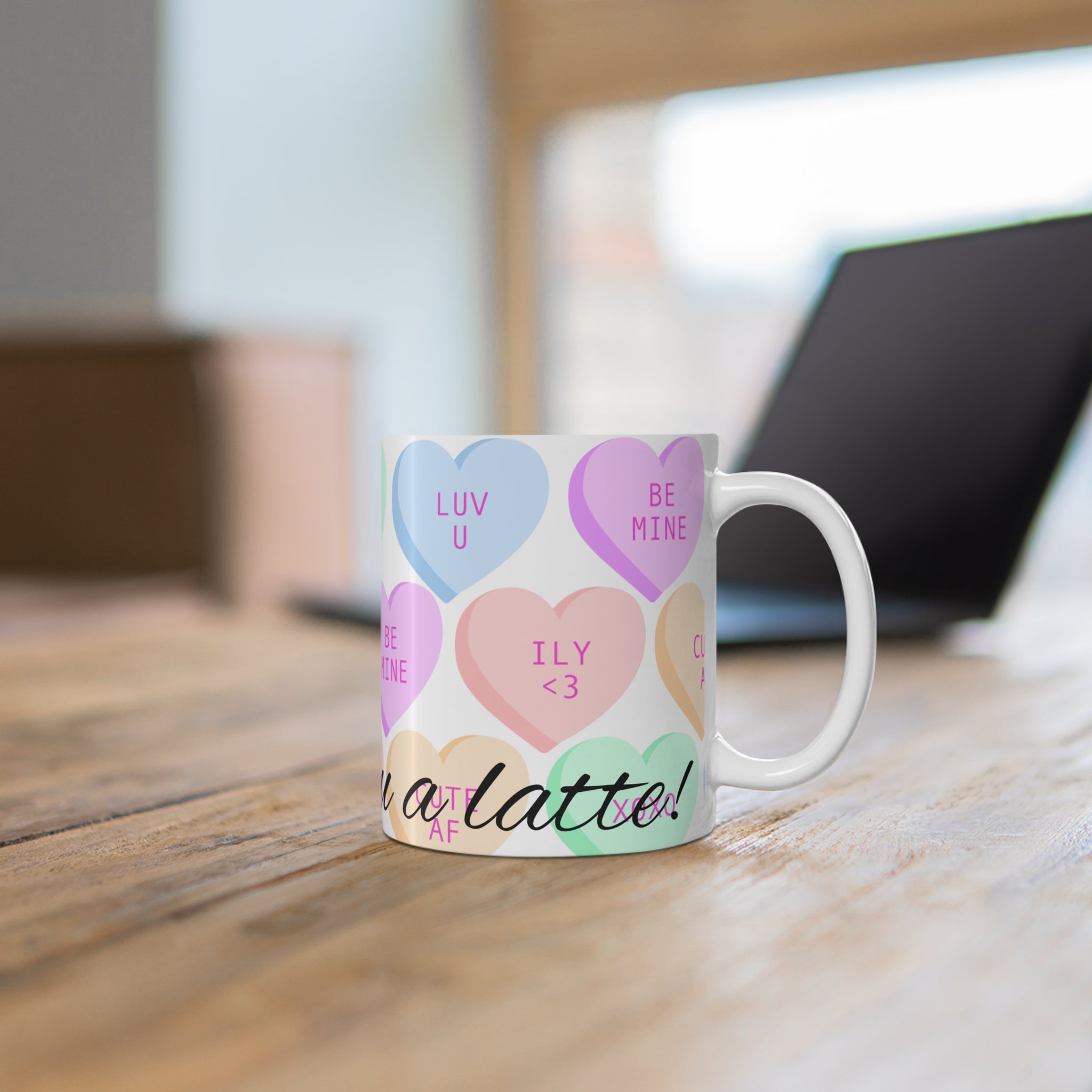 Colorful Love Hearts 11oz Mug - Perfect for Valentine's Day and Romantic Gifts