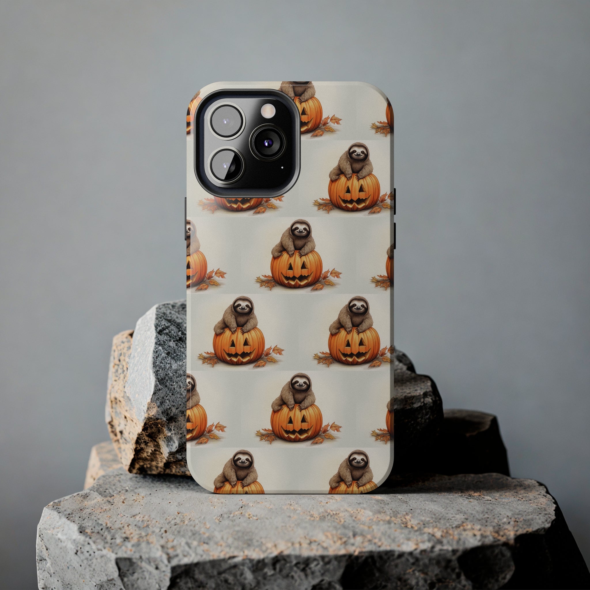 Happy Halloween Sloth on Pumpkin - Tough iPhone Cases -21 Sizes