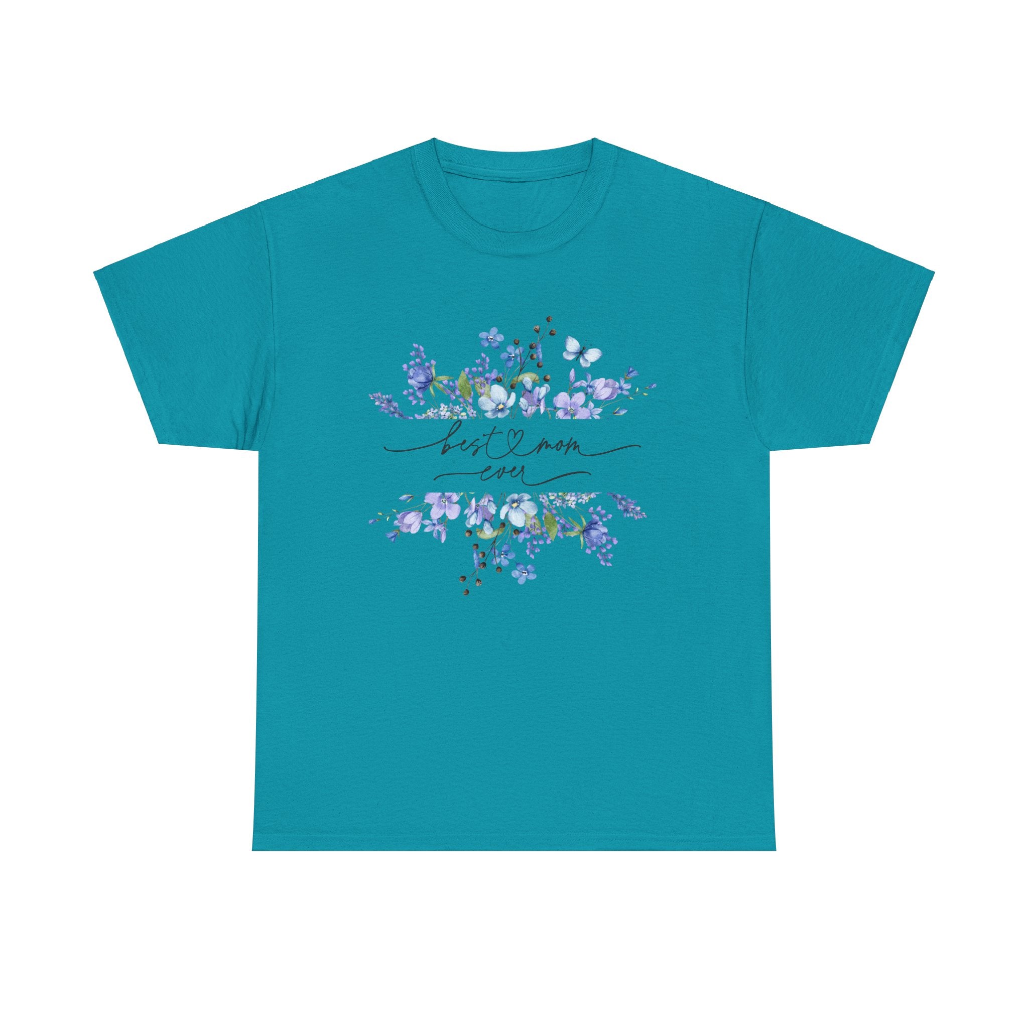 Blue floral Mama Colorful Unisex Heavy Cotton Tee