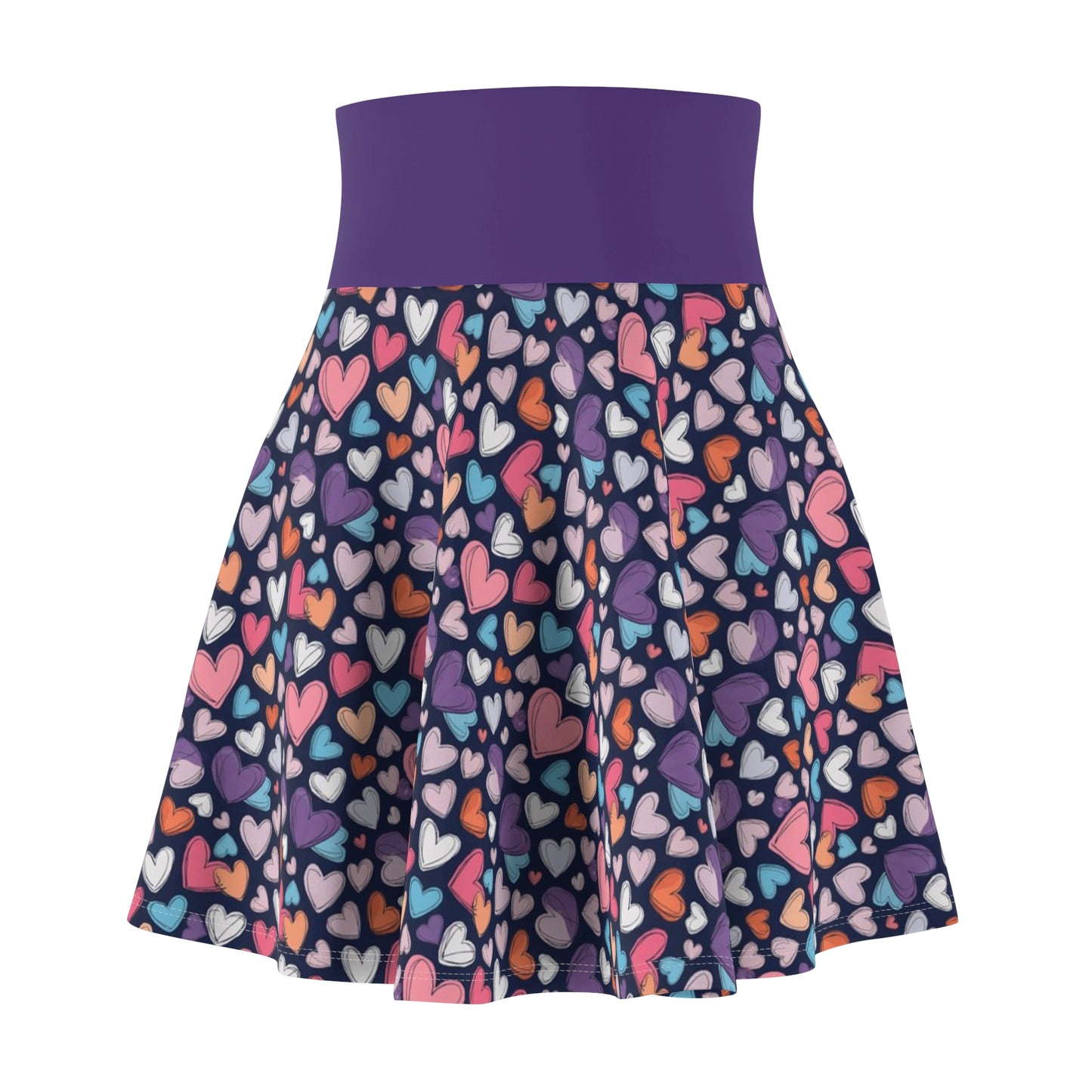 Up-Hearted Purple Rush Women's Skater Skirt (AOP)