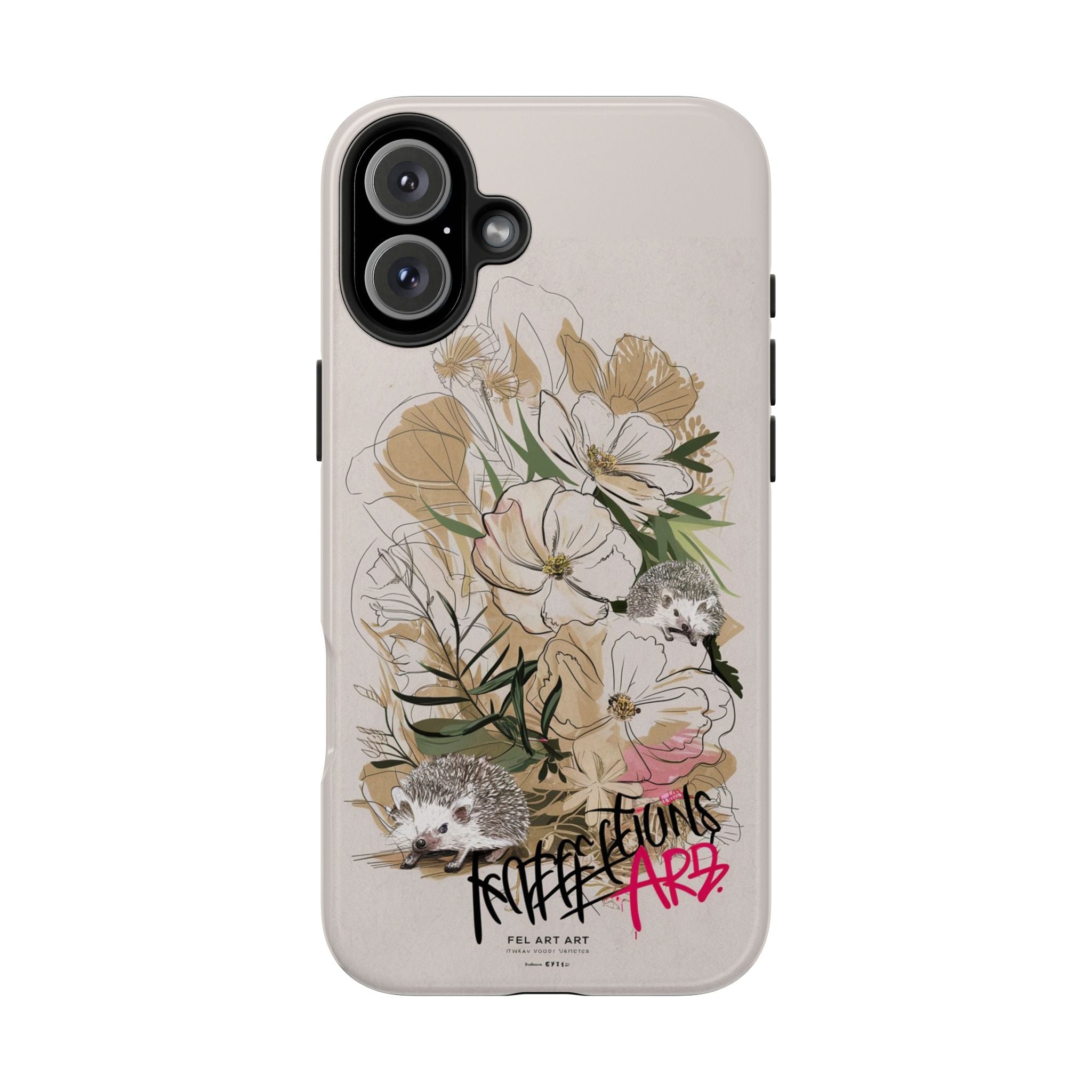 Hedgehog Garden Grafitti - Tough Case for iPhone 14, 15, 16 - Spruced Roost