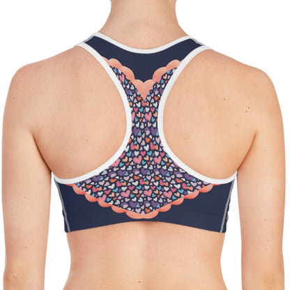 Up-Hearted back Navy Sports Bra (AOP)