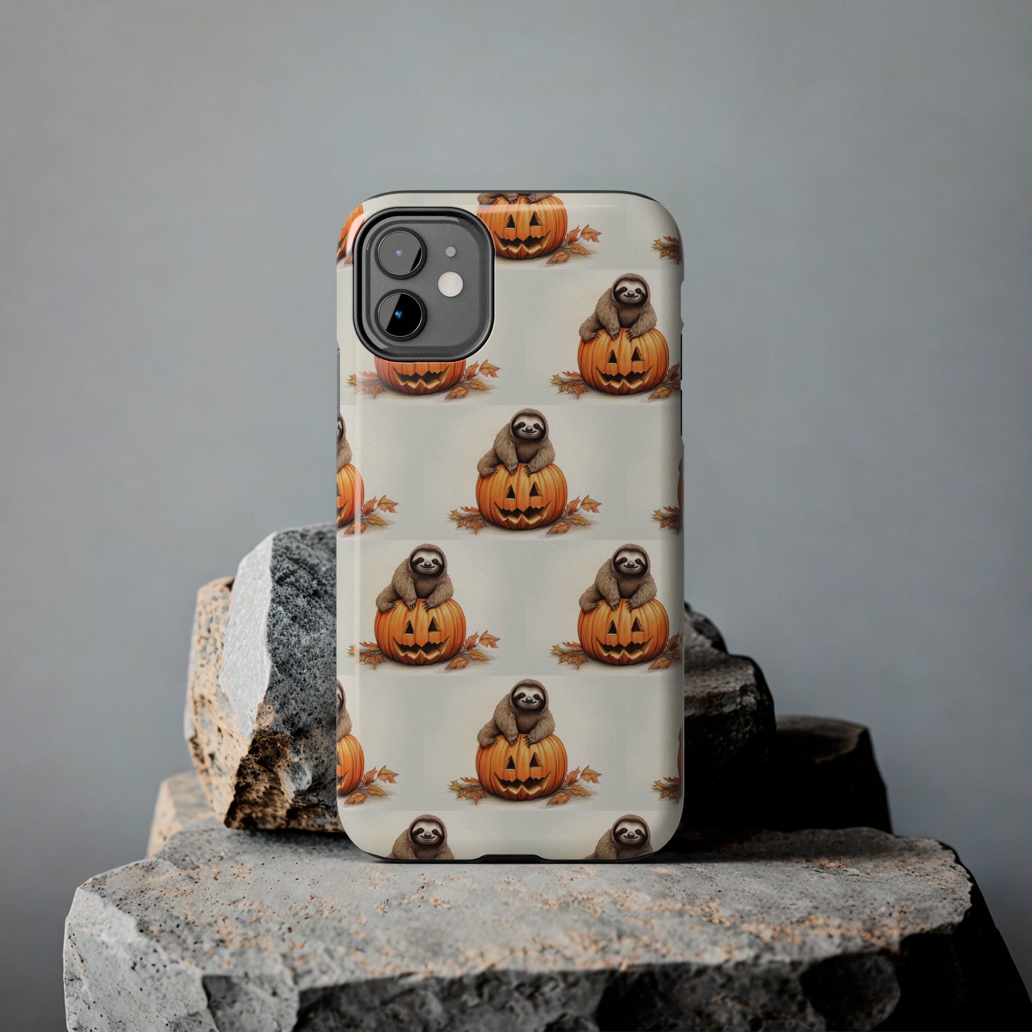 Happy Halloween Sloth on Pumpkin - Tough iPhone Cases -21 Sizes