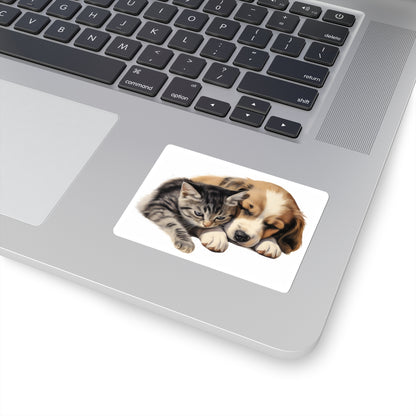 Puppy and Kitty Cuddles - Kiss-Cut Stickers