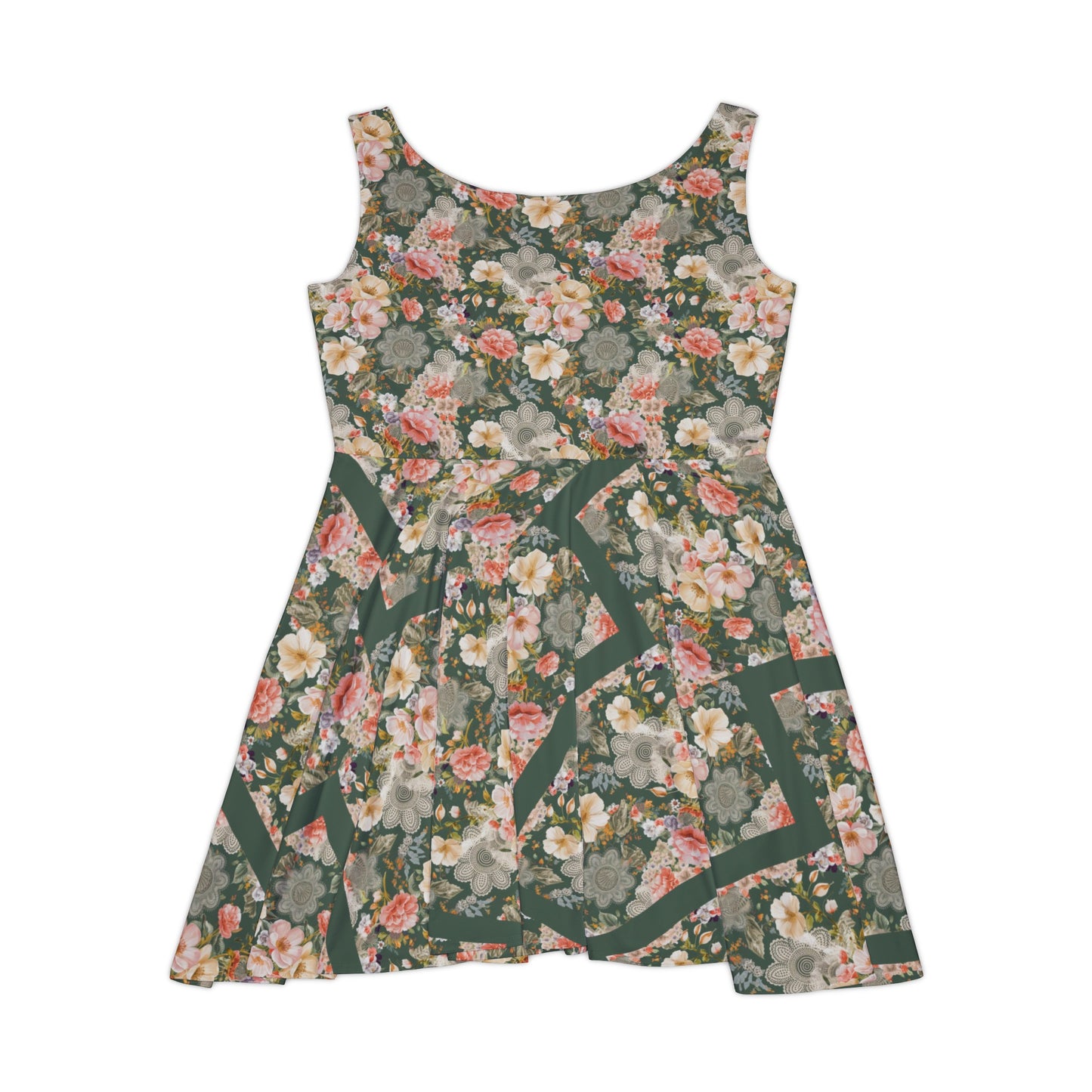 Lace and flowers Women's Skater Tank Dress (AOP)