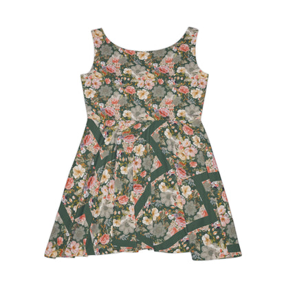 Lace and flowers Women's Skater Tank Dress (AOP)