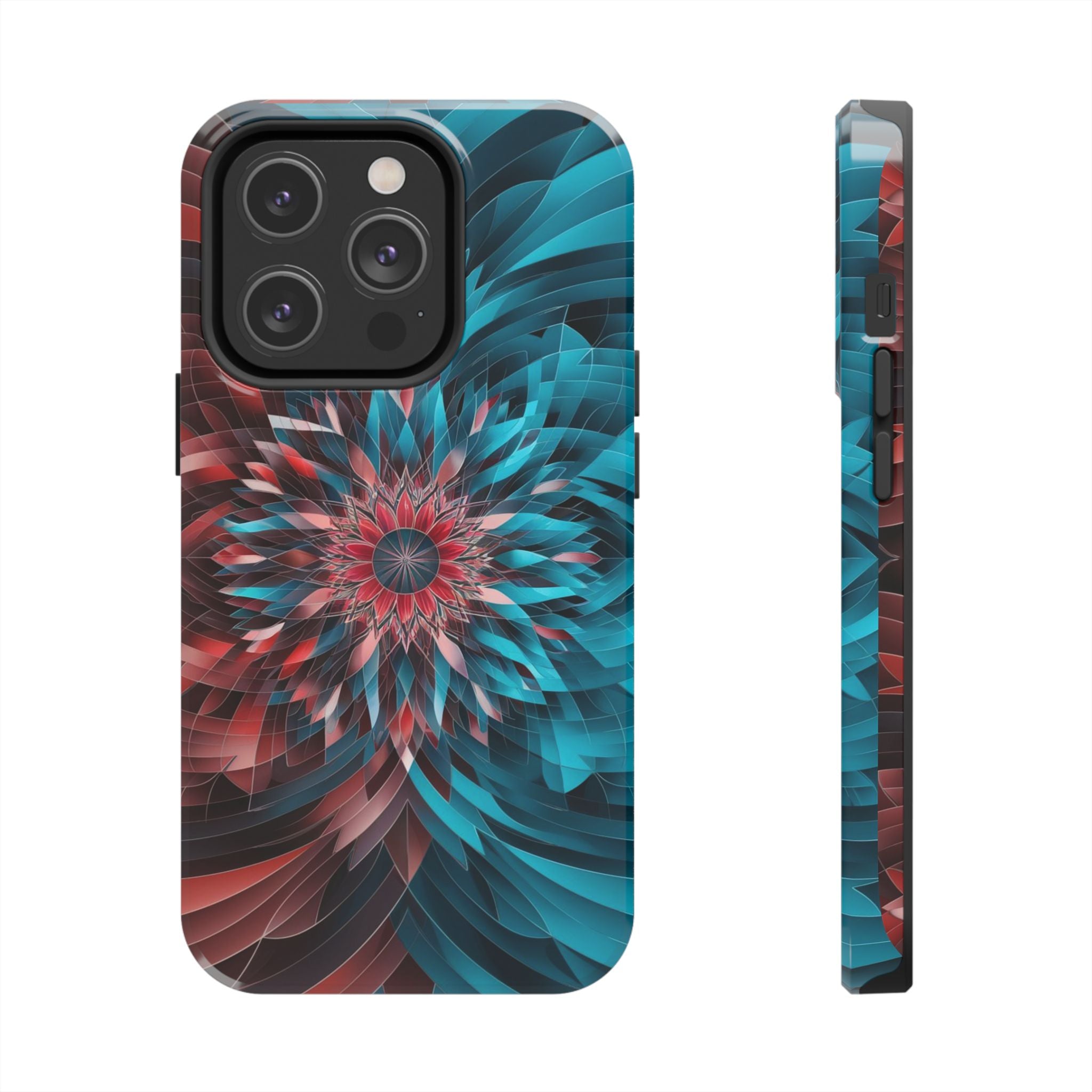 Mandala Maroon and Blue - Tough Case for iPhone 14, 15, 16 - Spruced Roost