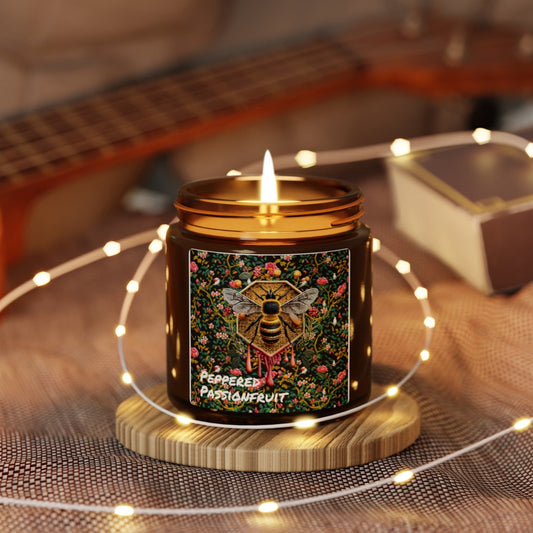 Bee Sweet Scented Soy 4oz. Candle Amber Jar - Peppered Passionfruit