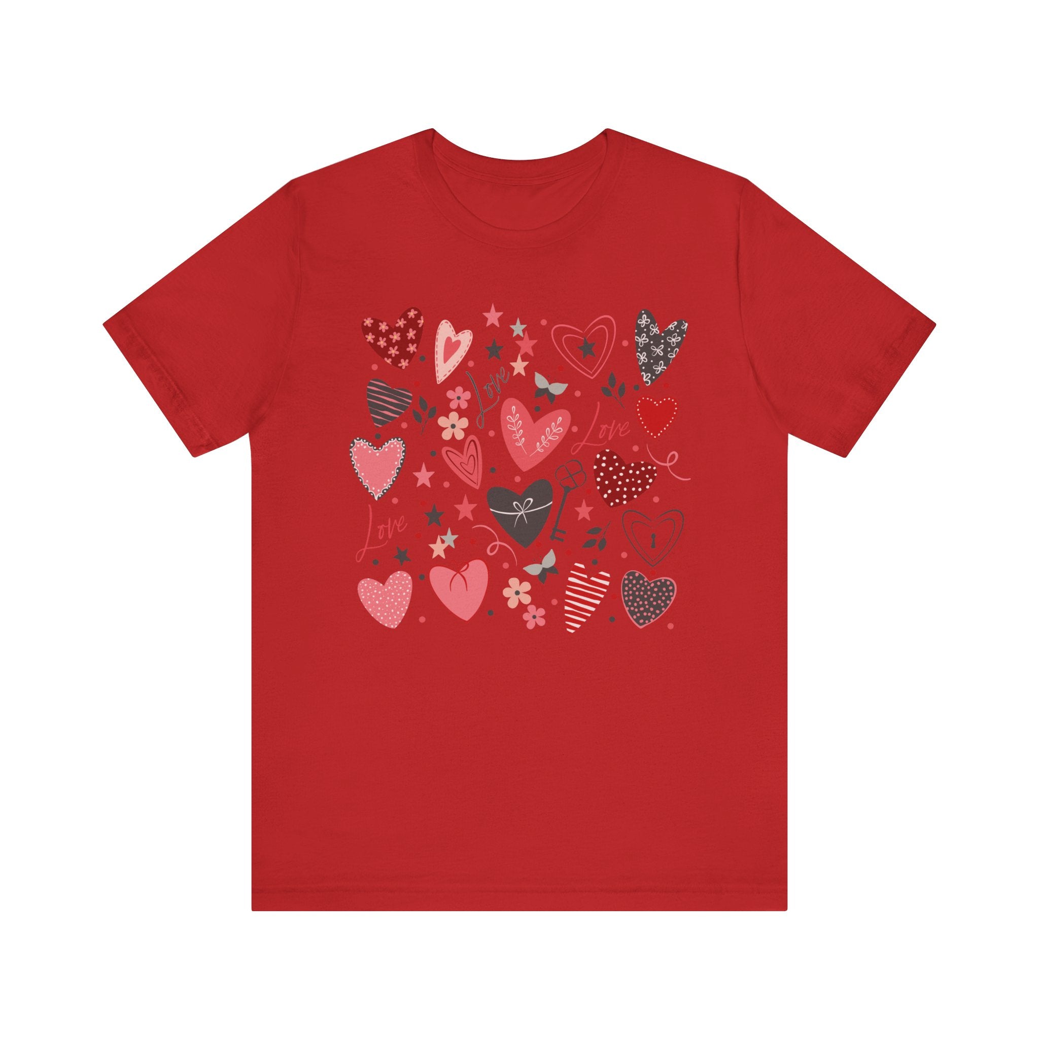 Base of Hearts Unisex Jersey Short Sleeve Tee - Red