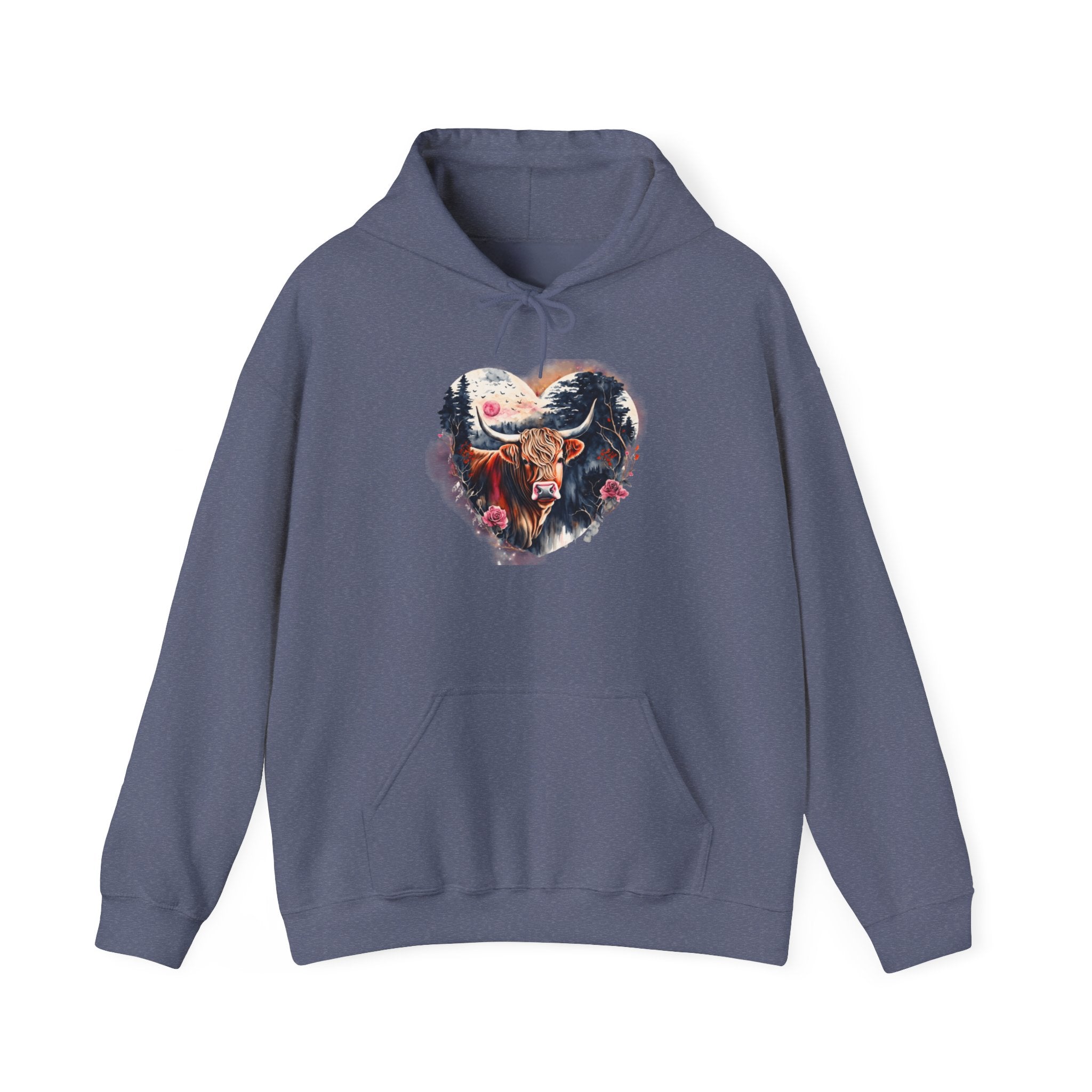 Love of Highland Heffer - Unisex Heavy Blend™ Hooded Sweatshirt - Spruced Roost