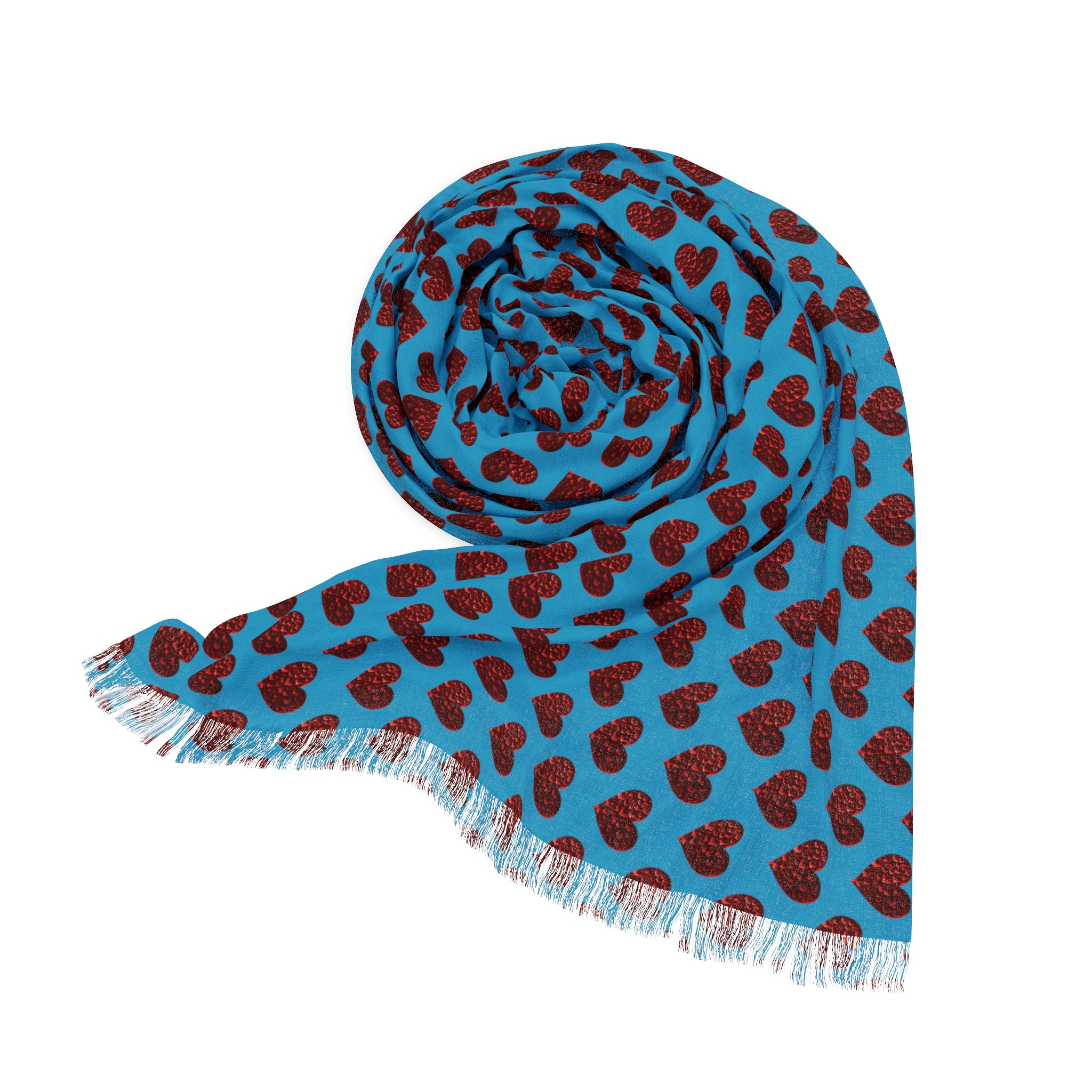 Teal Hearts Light Scarf