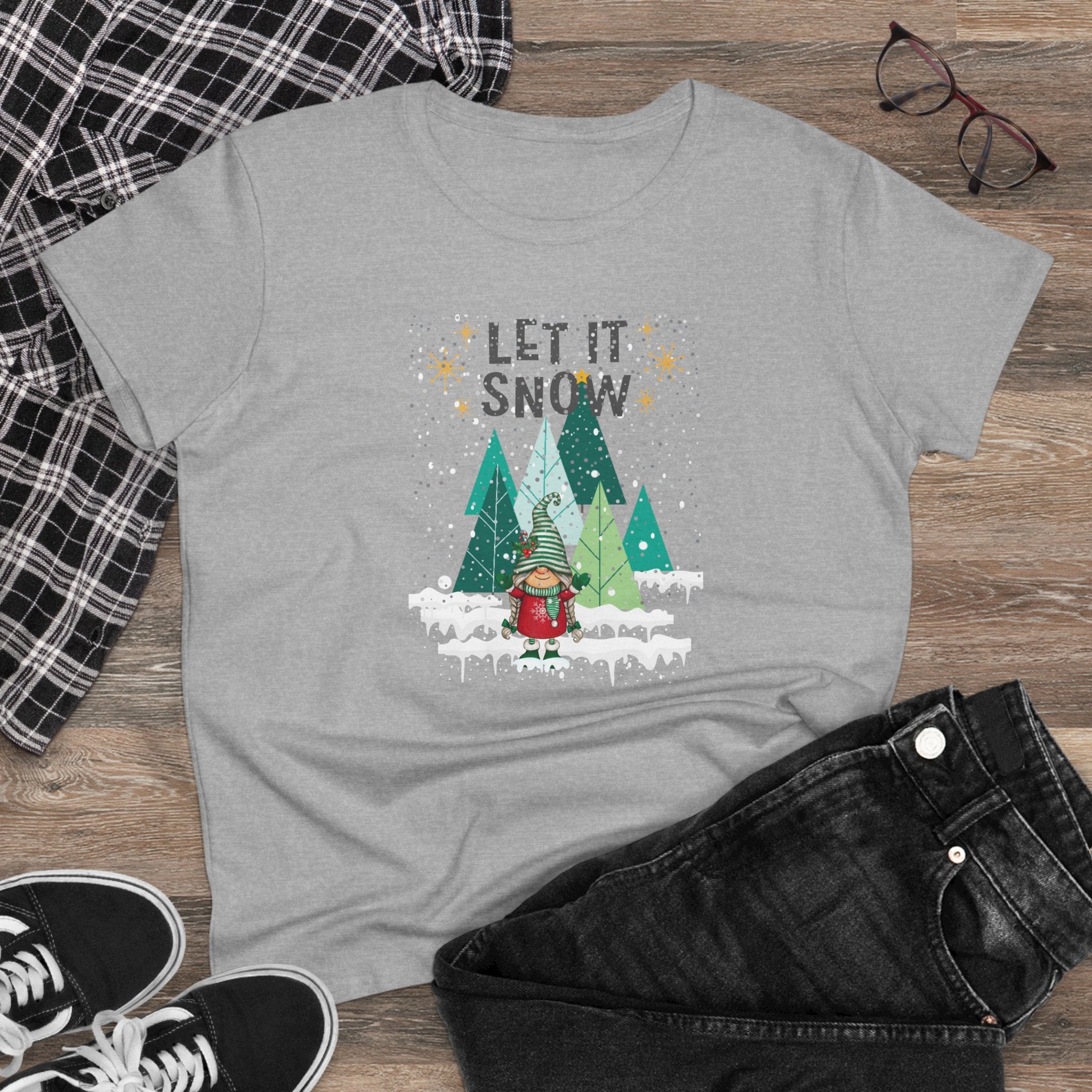Let it Snow Gnome  - Slim Women's Midweight Cotton - Tee S-3XL