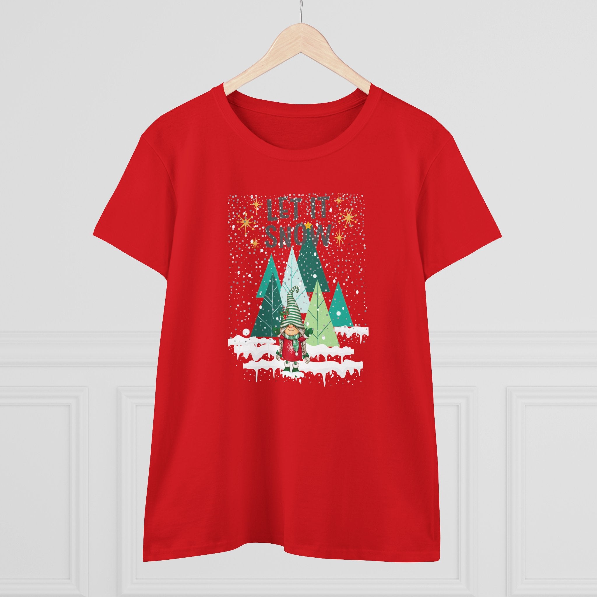 Let it Snow Gnome  - Slim Women's Midweight Cotton - Tee S-3XL