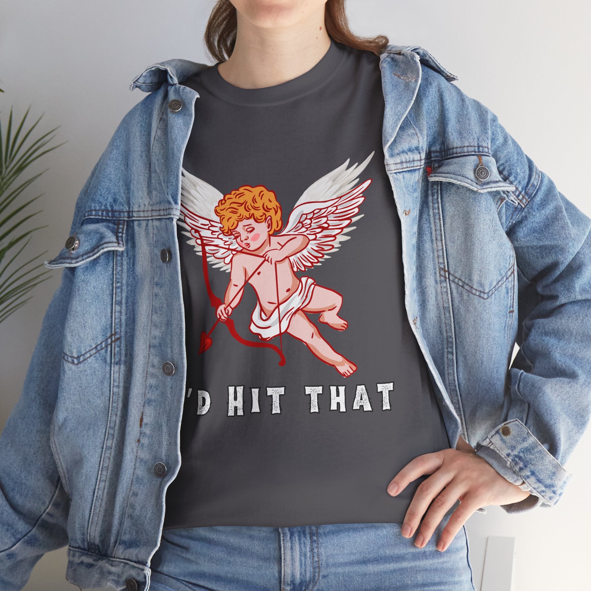 Cupid Inspired Unisex Heavy Cotton Tee - 'I’d Hit That' Graphic Shirt