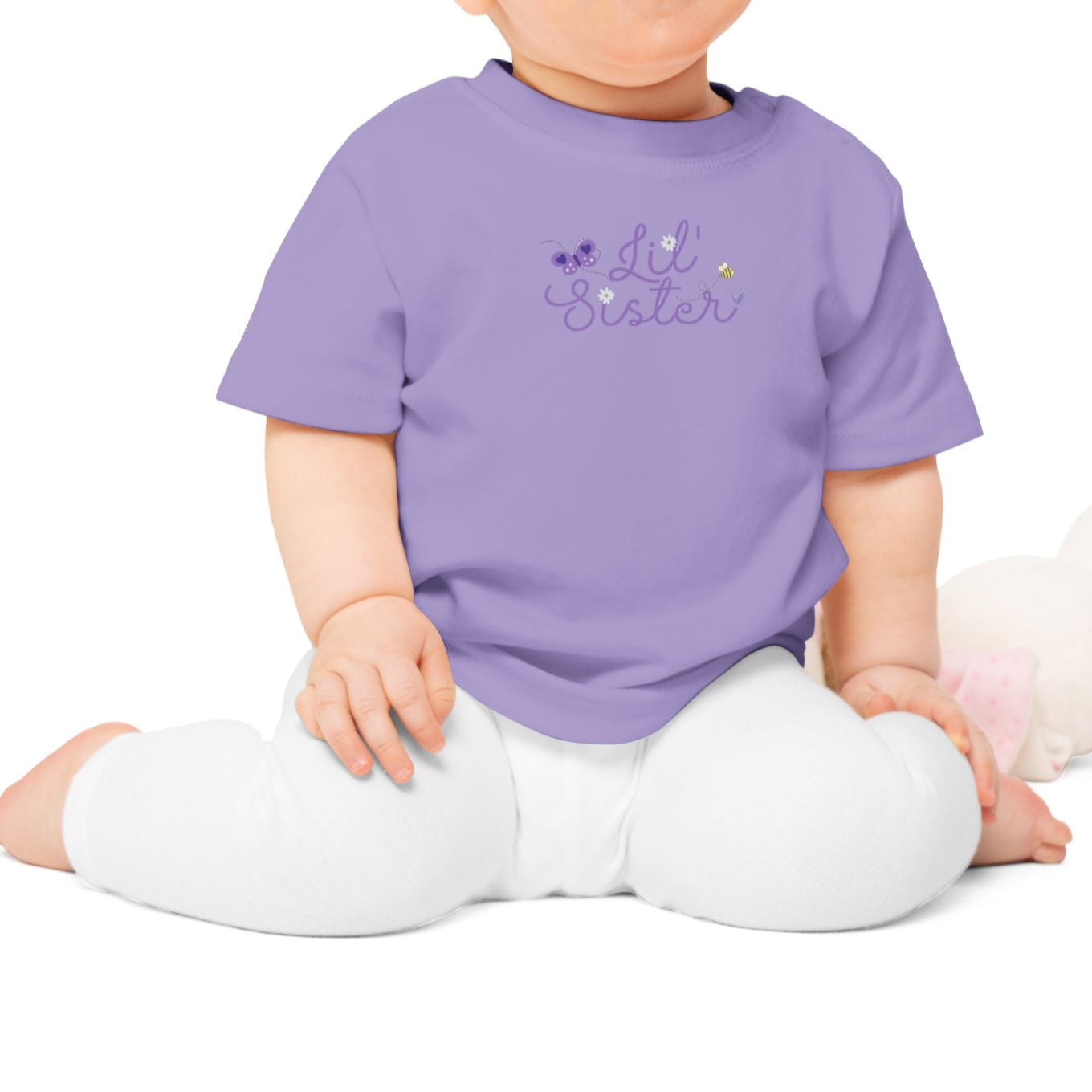 Butterfly Lil' Sister - Baby T-Shirt -  Infant Tee for New Siblings