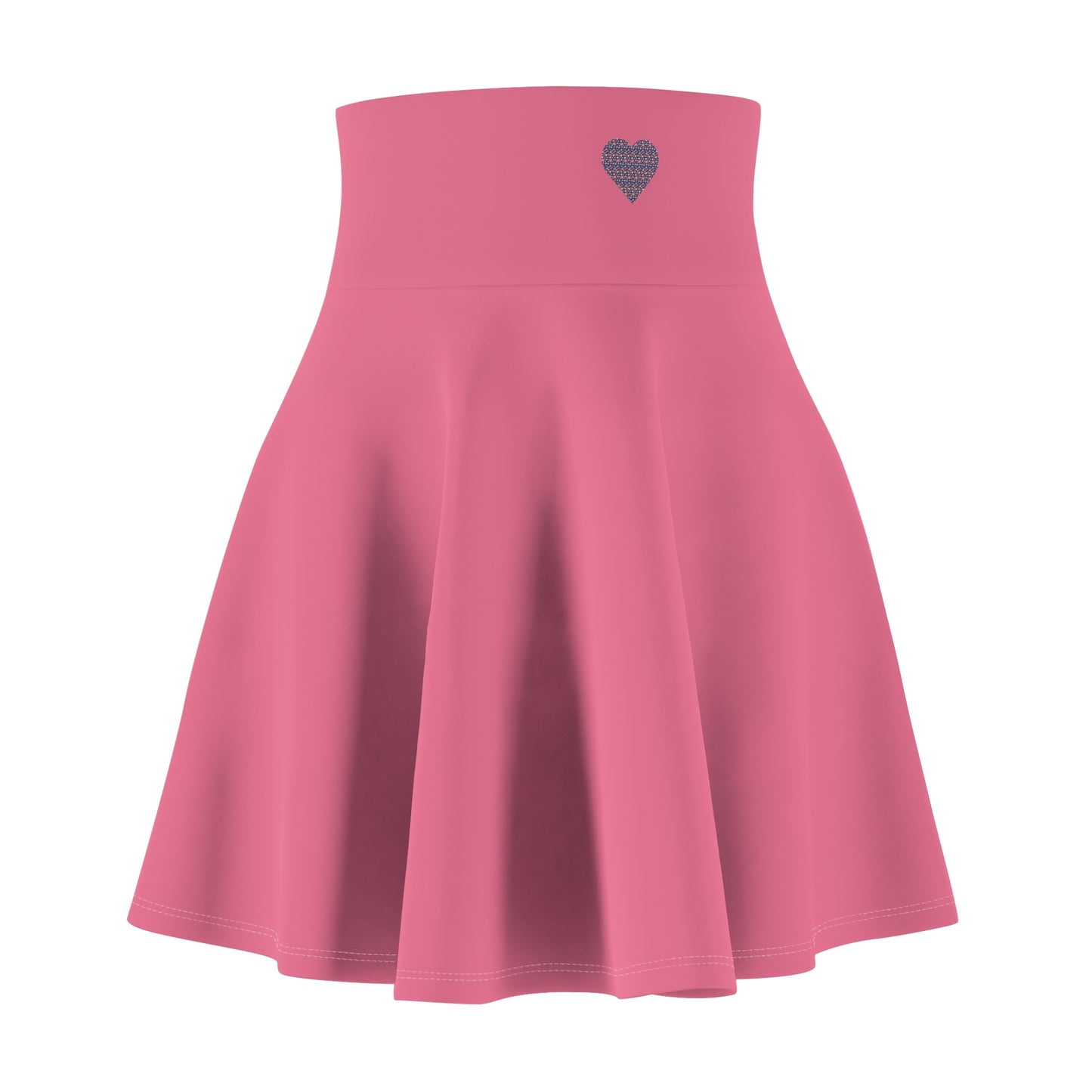 Hot Pink Up-Hearted Women's Skater Skirt (AOP)