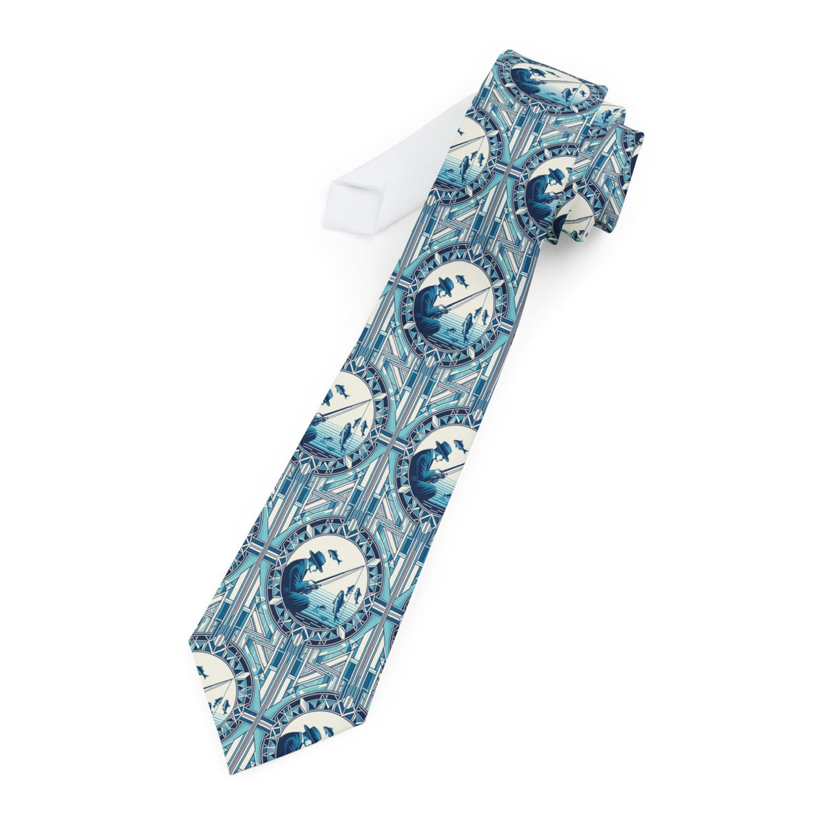 Art Deco Fisherman Printed Necktie