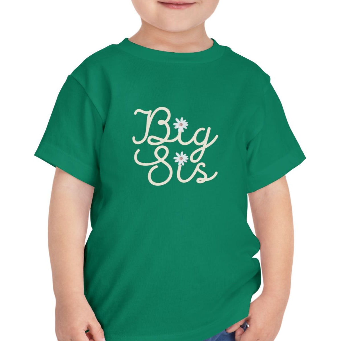Big Sis Toddler Short Sleeve Tee - Cute Floral Design for Sibling Celebrations