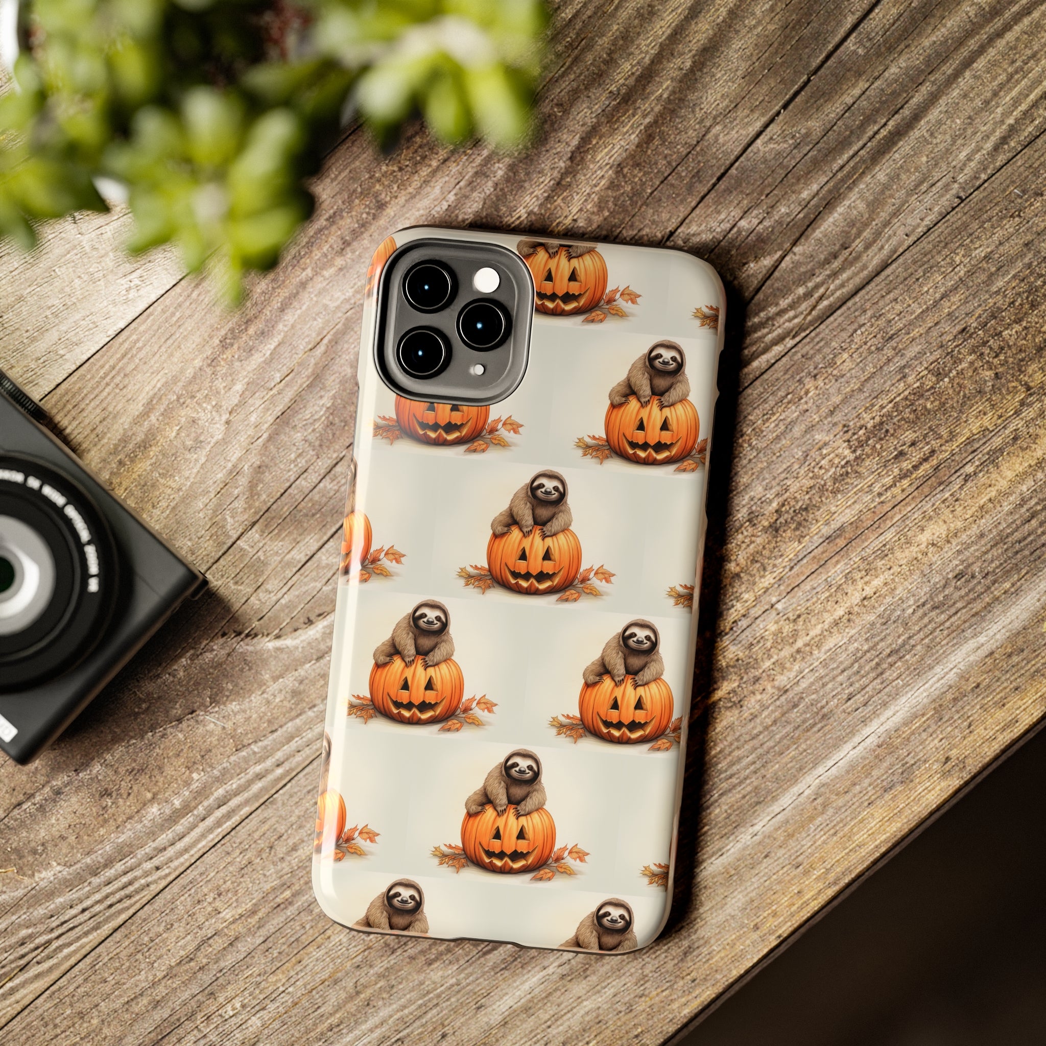 Happy Halloween Sloth on Pumpkin - Tough iPhone Cases -21 Sizes