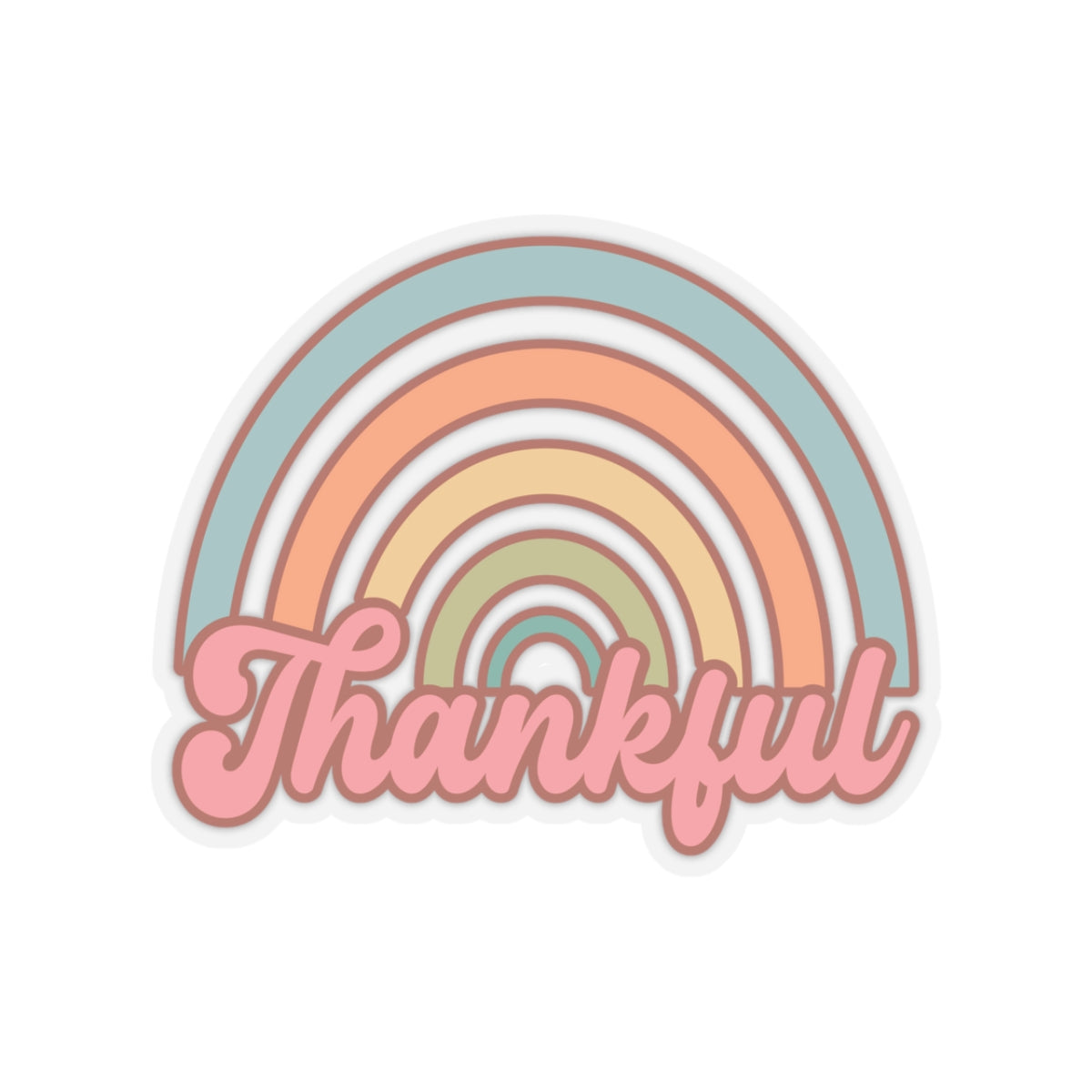 Thankful Rainbow Thanksgiving Kiss-Cut Stickers