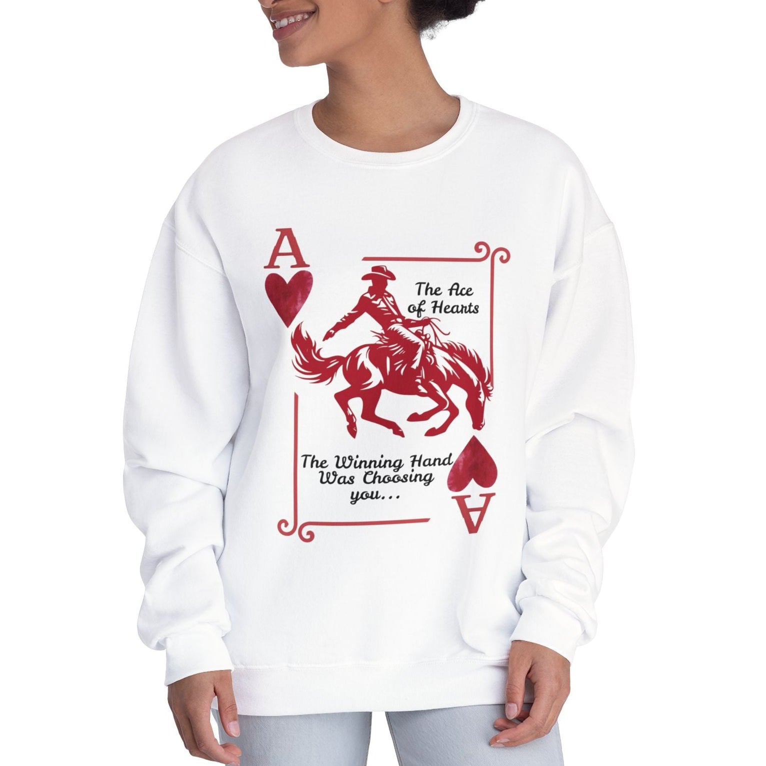 Ace of Hearts Western Crewneck Sweatshirt — S-3XL