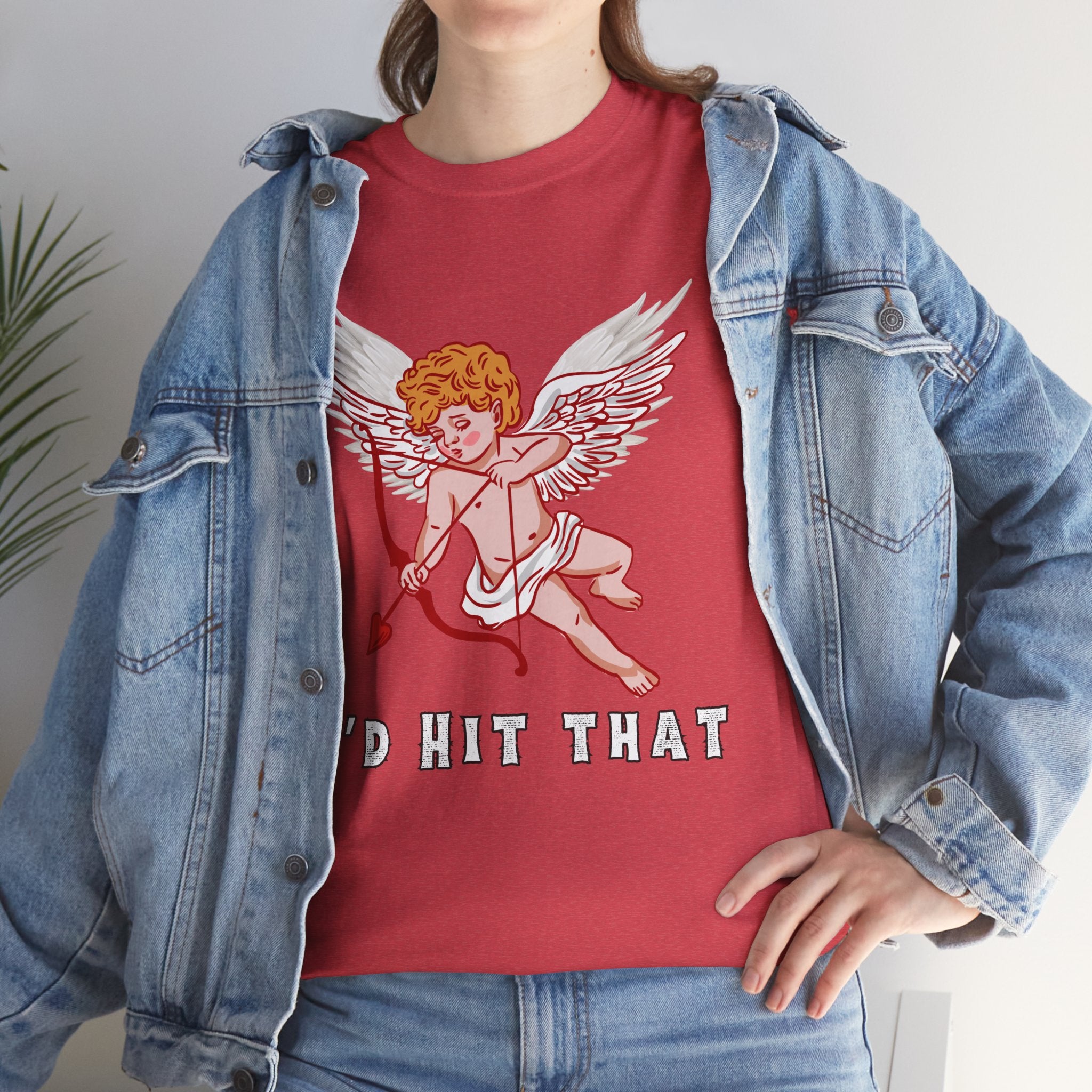 Cupid Inspired Unisex Heavy Cotton Tee - 'I’d Hit That' Graphic Shirt