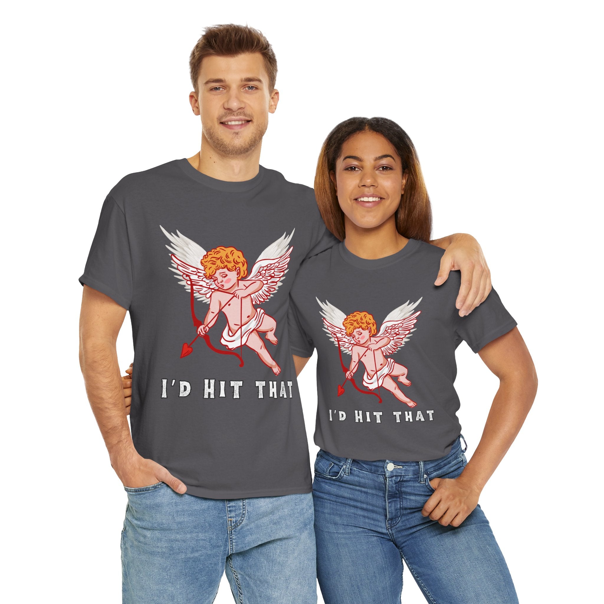 Cupid Inspired Unisex Heavy Cotton Tee - 'I’d Hit That' Graphic Shirt