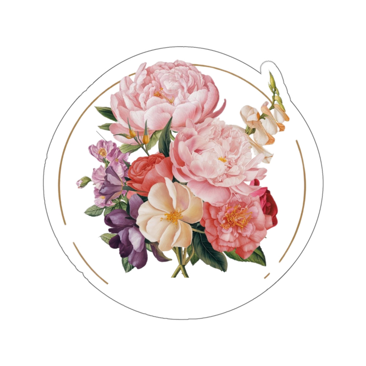 Circle of Peonies Kiss-Cut Stickers