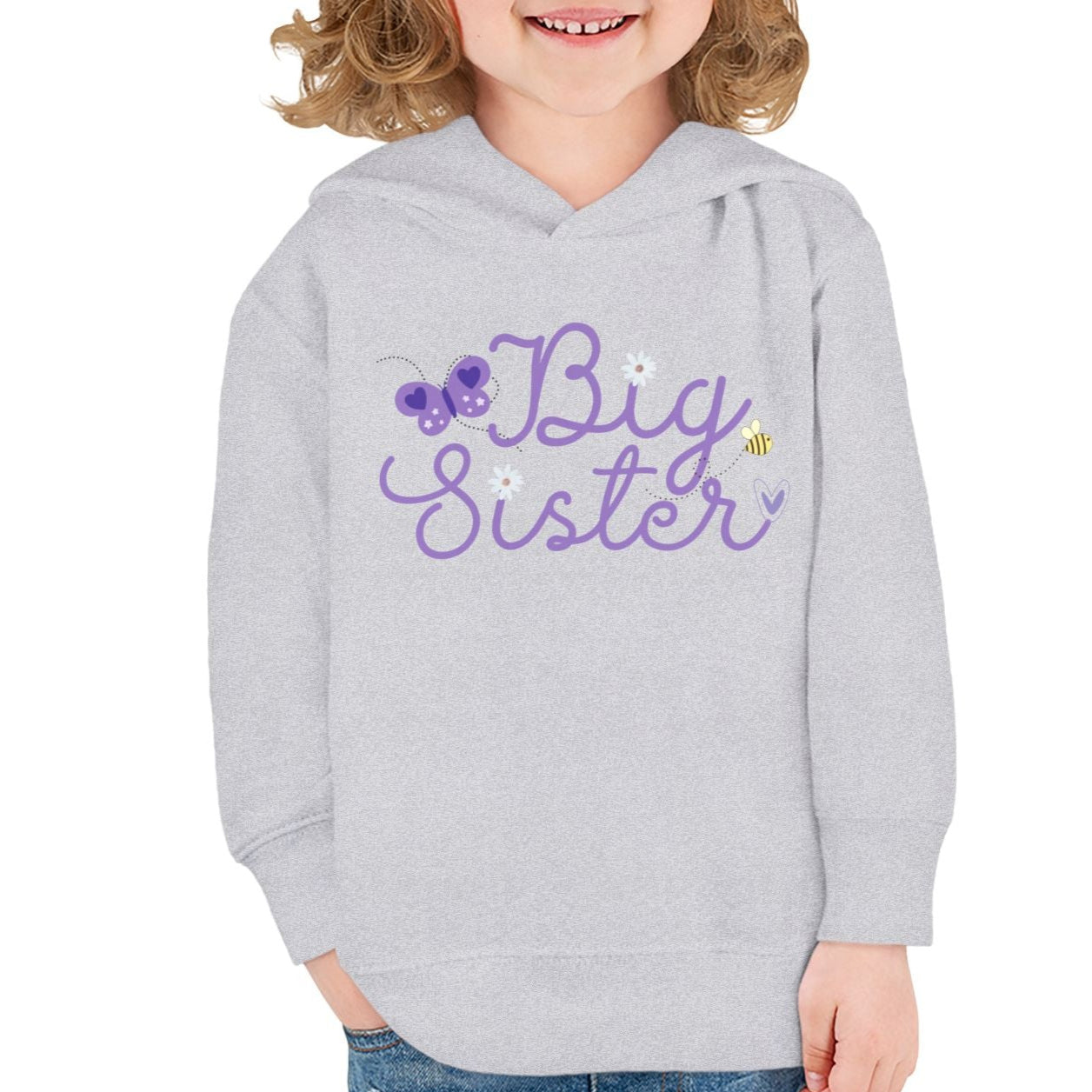 Butterfly Big Sister - Toddler Pullover Fleece Hoodie - 2T, 4T, 6T