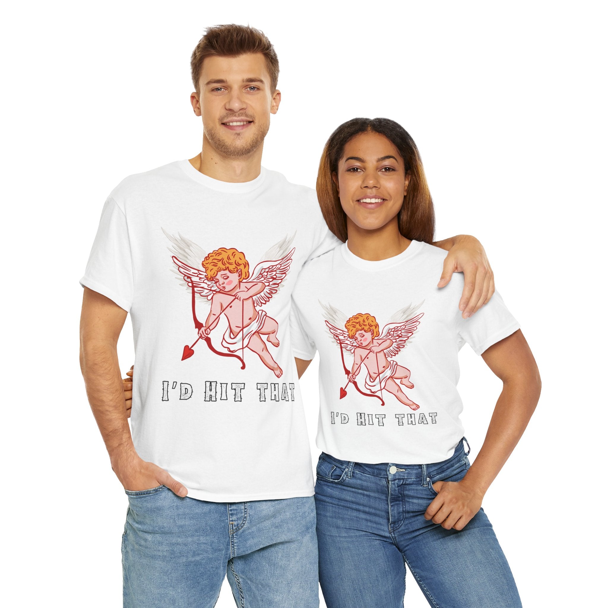 Cupid Inspired Unisex Heavy Cotton Tee - 'I’d Hit That' Graphic Shirt