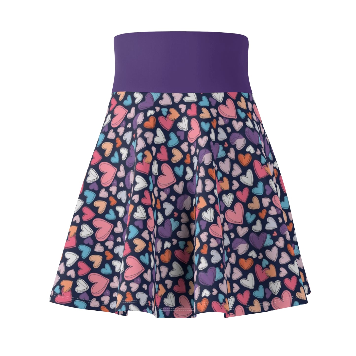 Up-Hearted Purple Rush Women's Skater Skirt (AOP)