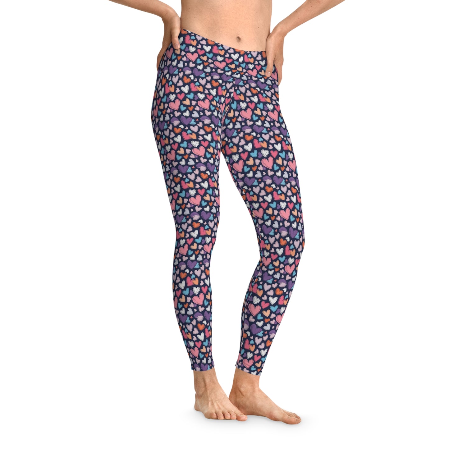 Up-Hearted Stretchy Leggings (AOP)