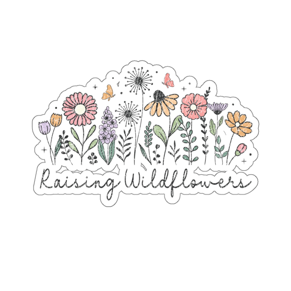 Raising Wildflowers Children Grandchildren Kiss-Cut Stickers