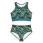 Paisley Teal Sporty Bikini Set (AOP)