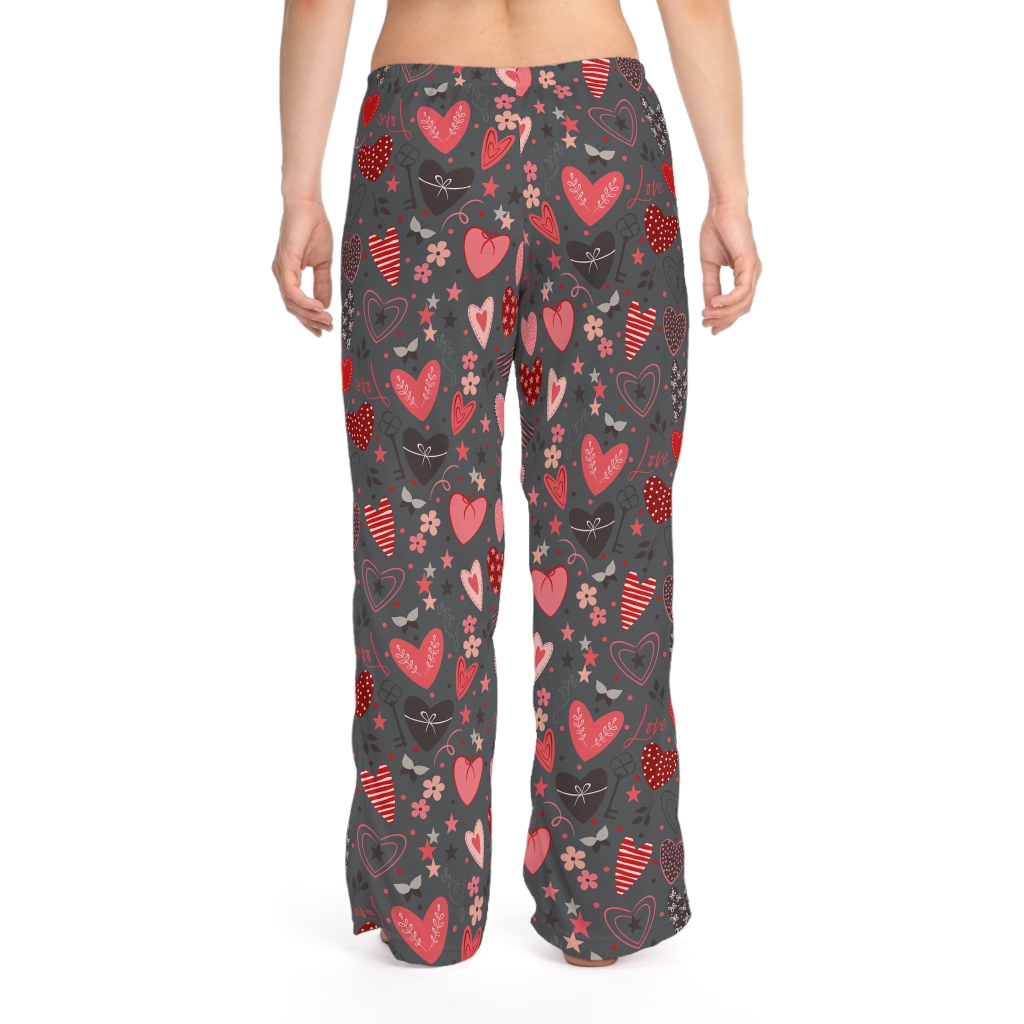 Base of Hearts Women's Pajama Pants (AOP) - Asphalt Gray